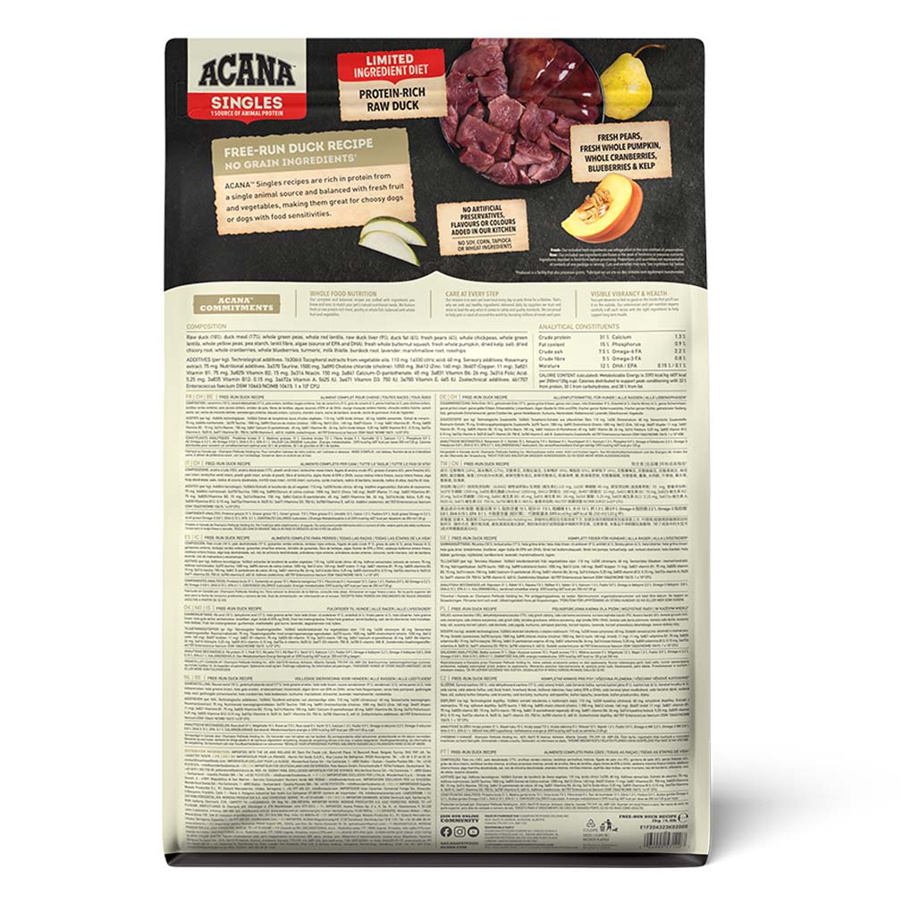 Acana Singles Free Run Duck Grain Free Adult Dry Dog Food - Image 4
