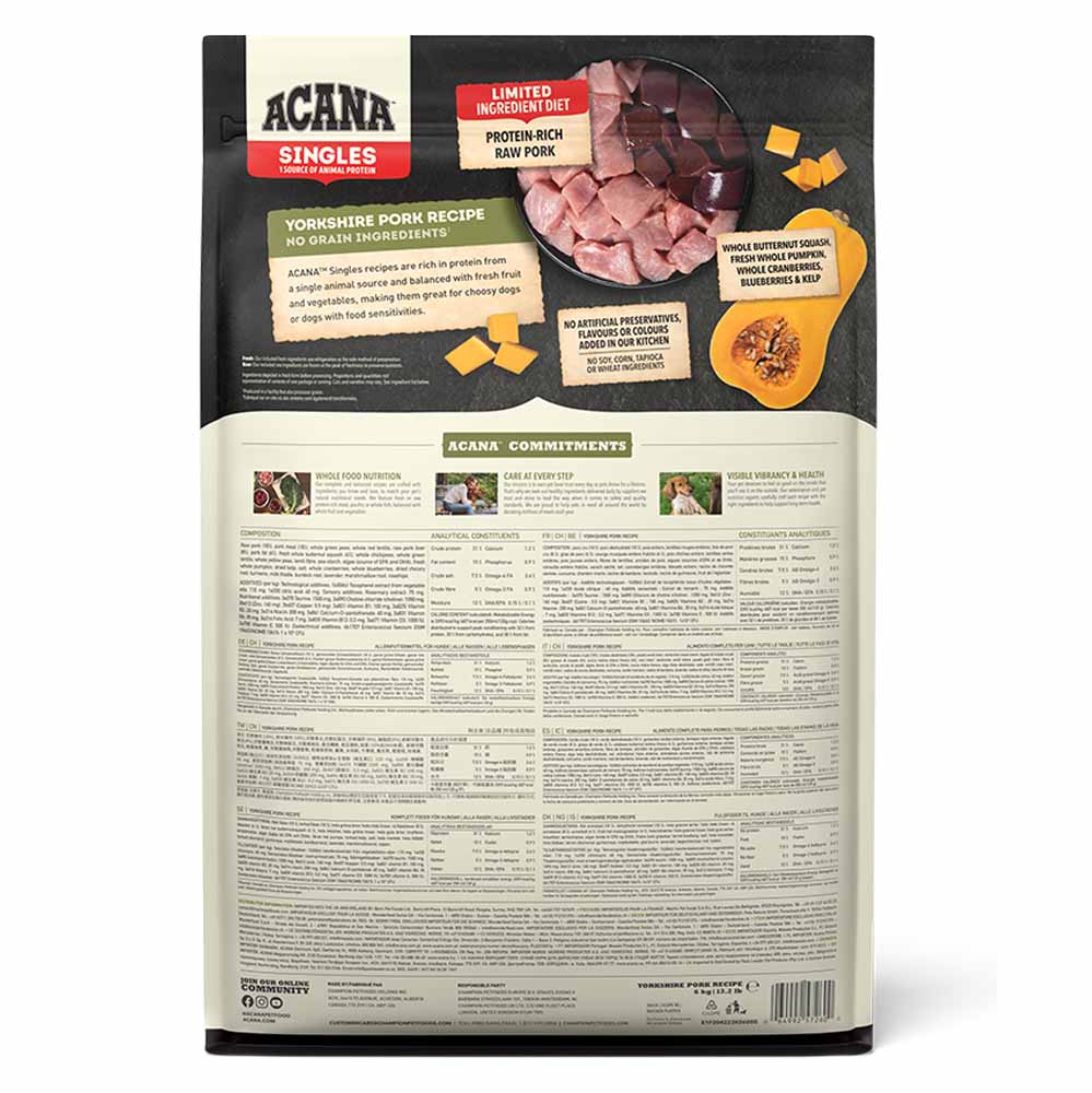 Acana Singles Yorkshire Pork Adult Grain Free Dry Dog Food - Image 4