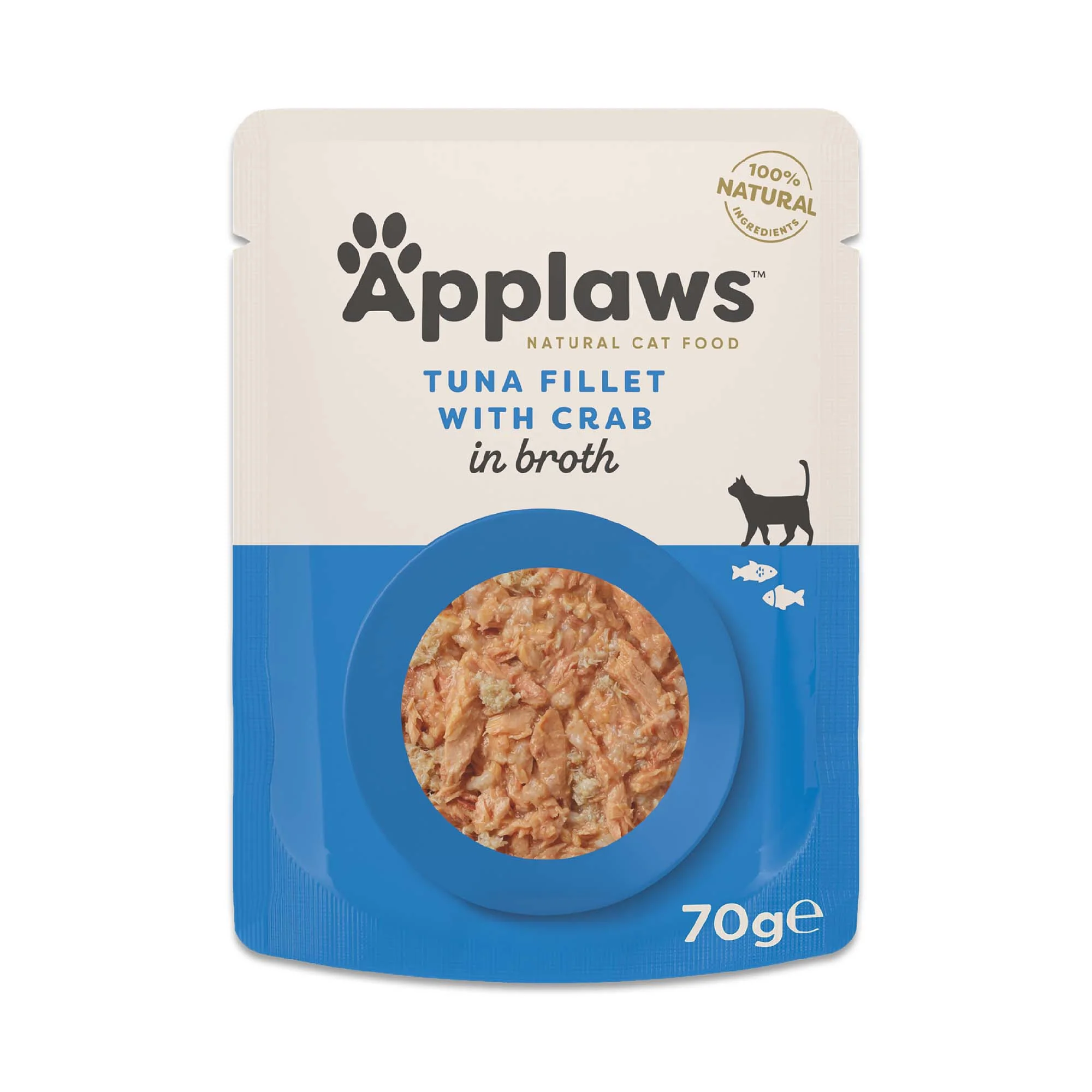 Applaws Natural Wet Cat Food - Tuna Fillet with Crab in Broth - 12x70g pouches