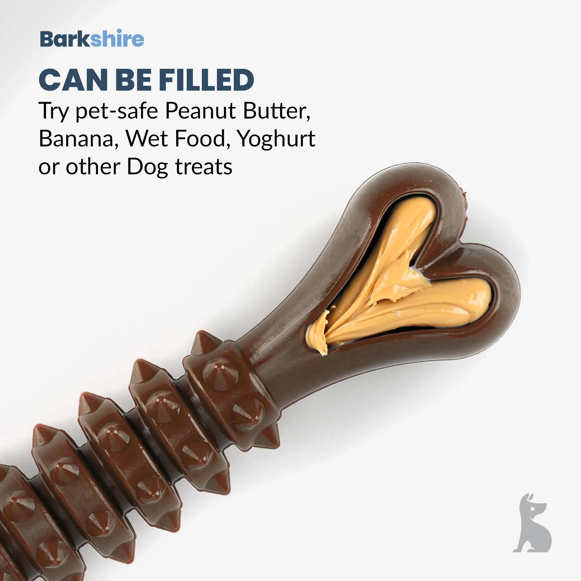 Barkshire Medium Studded Bone Dog Toy - Brown - Image 3
