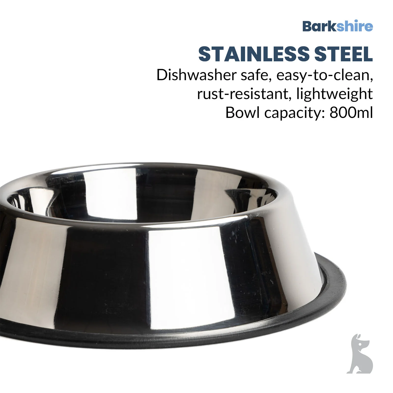 Barkshire Stainless Steel Non-Slip Pet Bowl - 19cm - Image 4