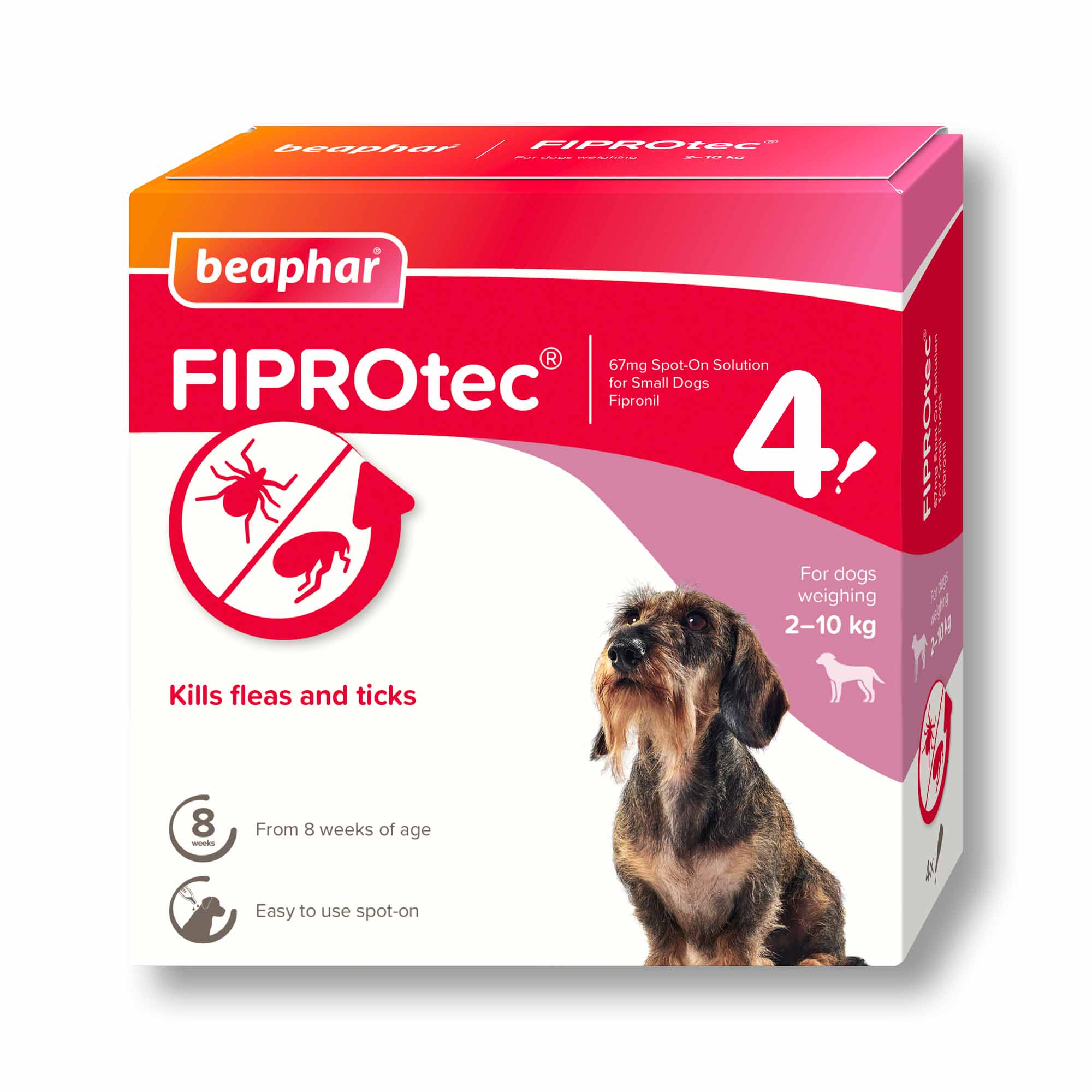 Beaphar FIPROtec Flea & Tick Spot on for Small Dogs - 4 pack