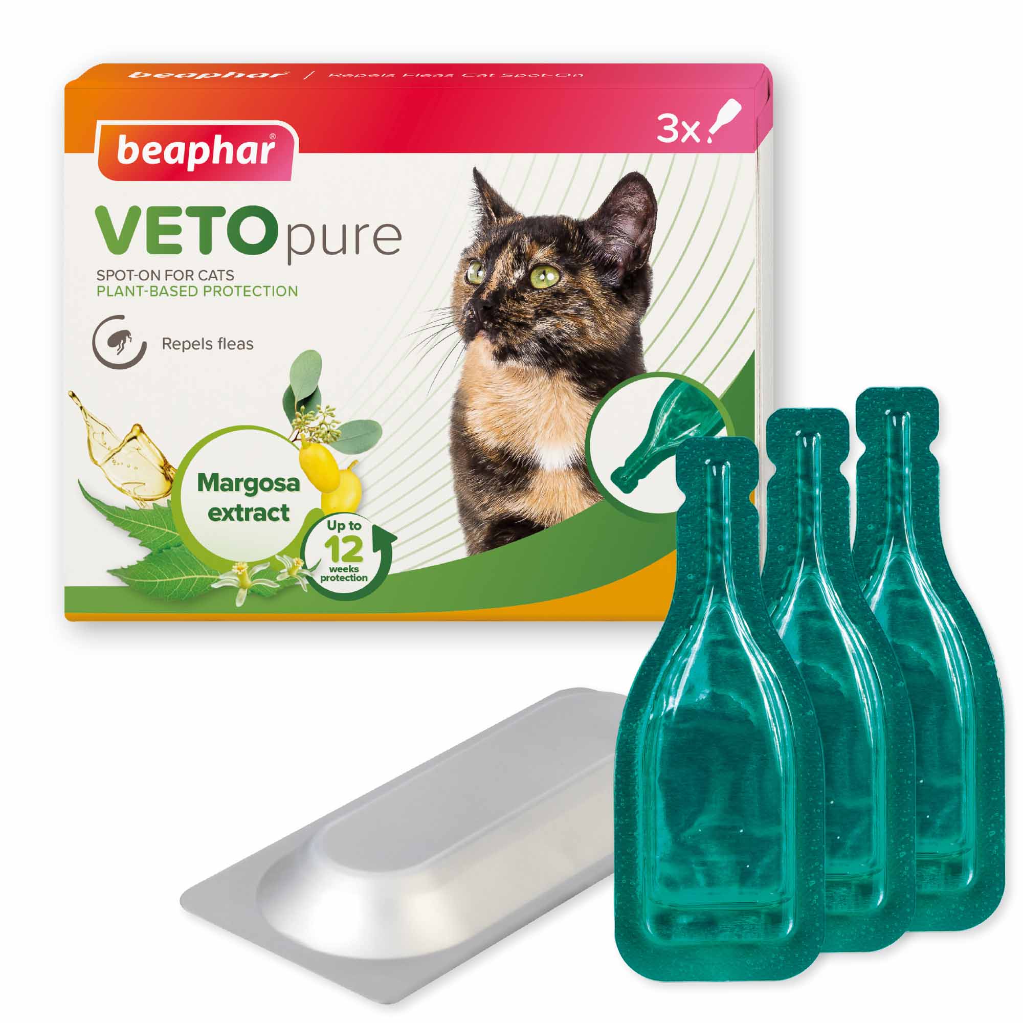 Beaphar VETOpure Flea Spot-On Repellent for Cats - 3x1ml Pipettes - Image 2