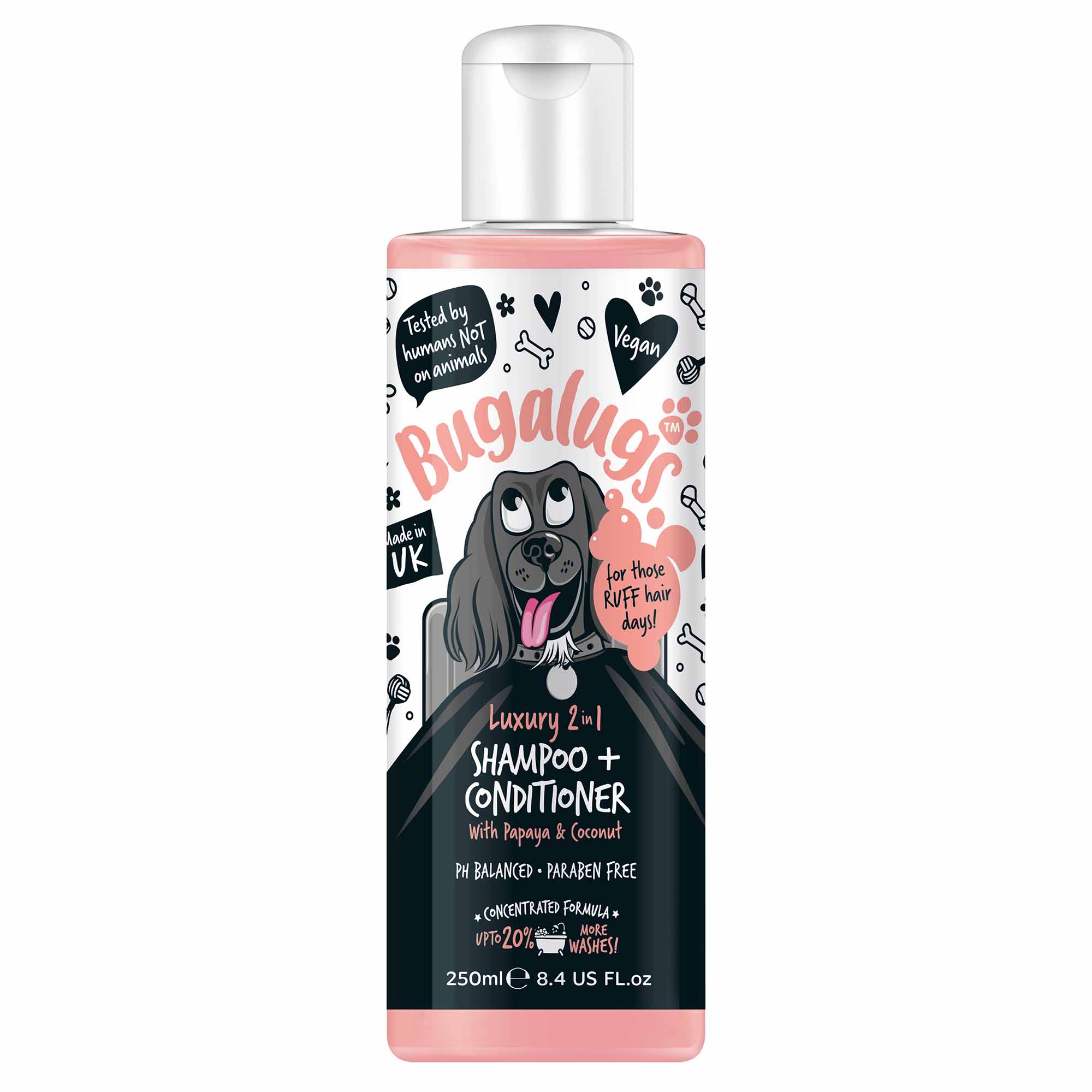 Bugalugs Luxury 2 in 1 Shampoo & Conditioner for Dogs - Papaya and Coconut - 250ml