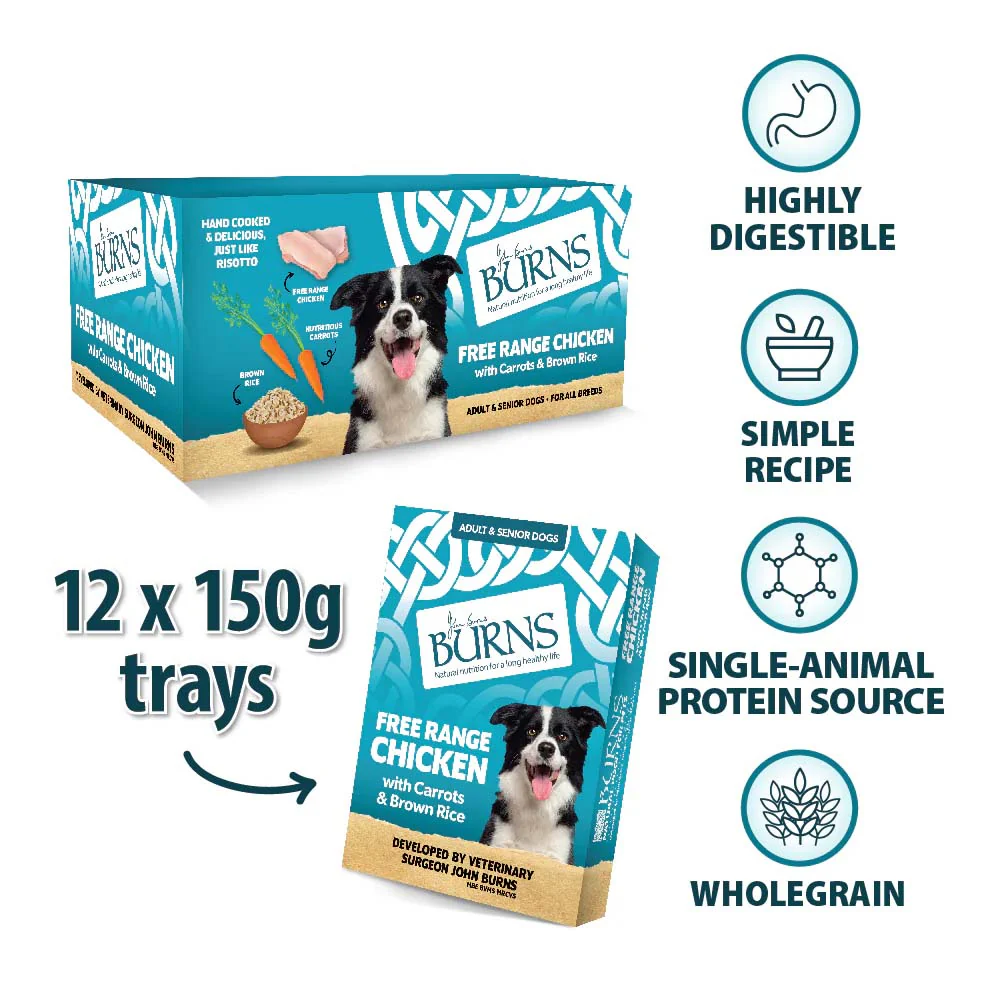 Burns Adult/Senior Wet Dog Food - Chicken & Rice - 12x150g Trays - Image 5