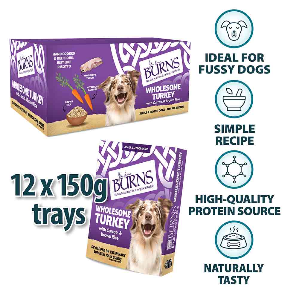 Burns Adult/Senior Wet Dog Food - Wholesome Turkey - 12x150g Trays - Image 5