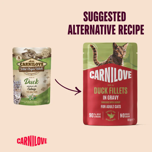 Carnilove Adult Wet Cat Food Pouches - Duck with Catnip in Gravy - 24x85g - Image 2