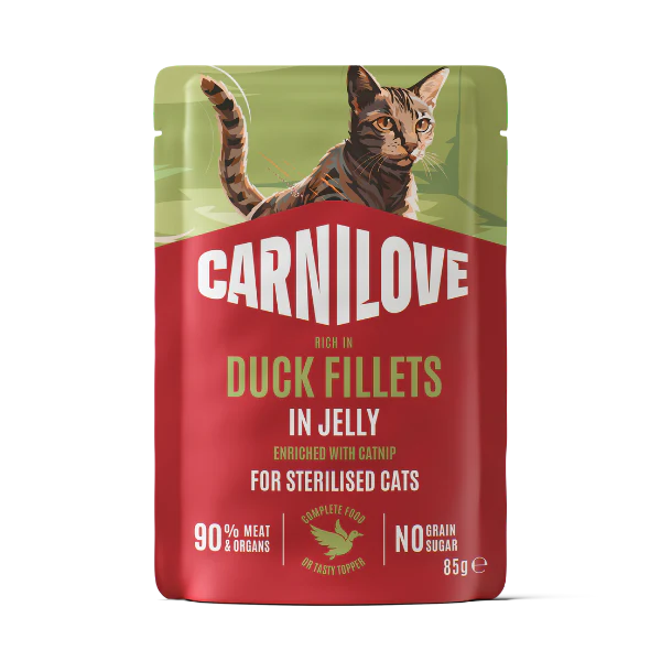 Carnilove Adult Wet Cat Food Pouches - Duck with Catnip in Jelly