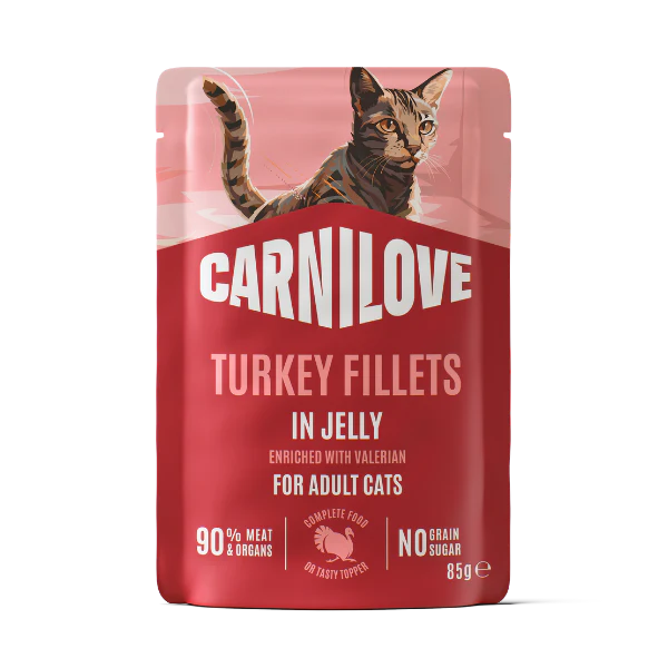 Carnilove Adult Wet Cat Food Pouches - Turkey with Valerian in Jelly