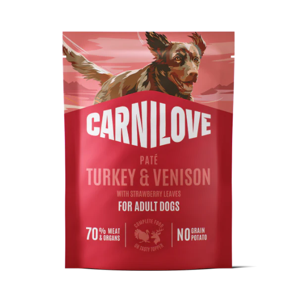 Carnilove Adult Wet Dog Food Pouches - Turkey & Venison with Strawberry Leaves - 12x300g Pouches