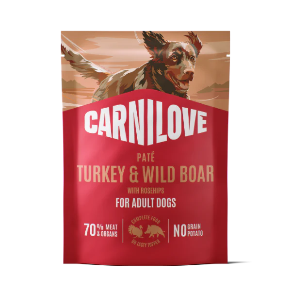 Carnilove Adult Wet Dog Food Pouches - Turkey & Wild Boar with Rosehips - 12x300g