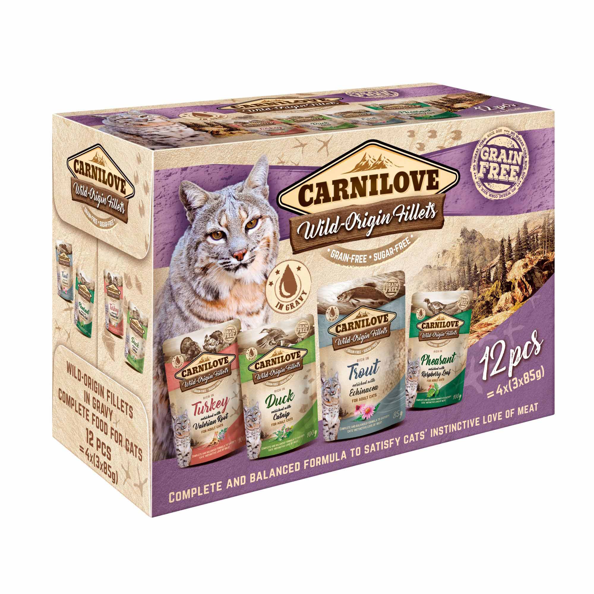 Carnilove Grain Free Adult Wet Cat Food Multipack - 12x85g Pouches