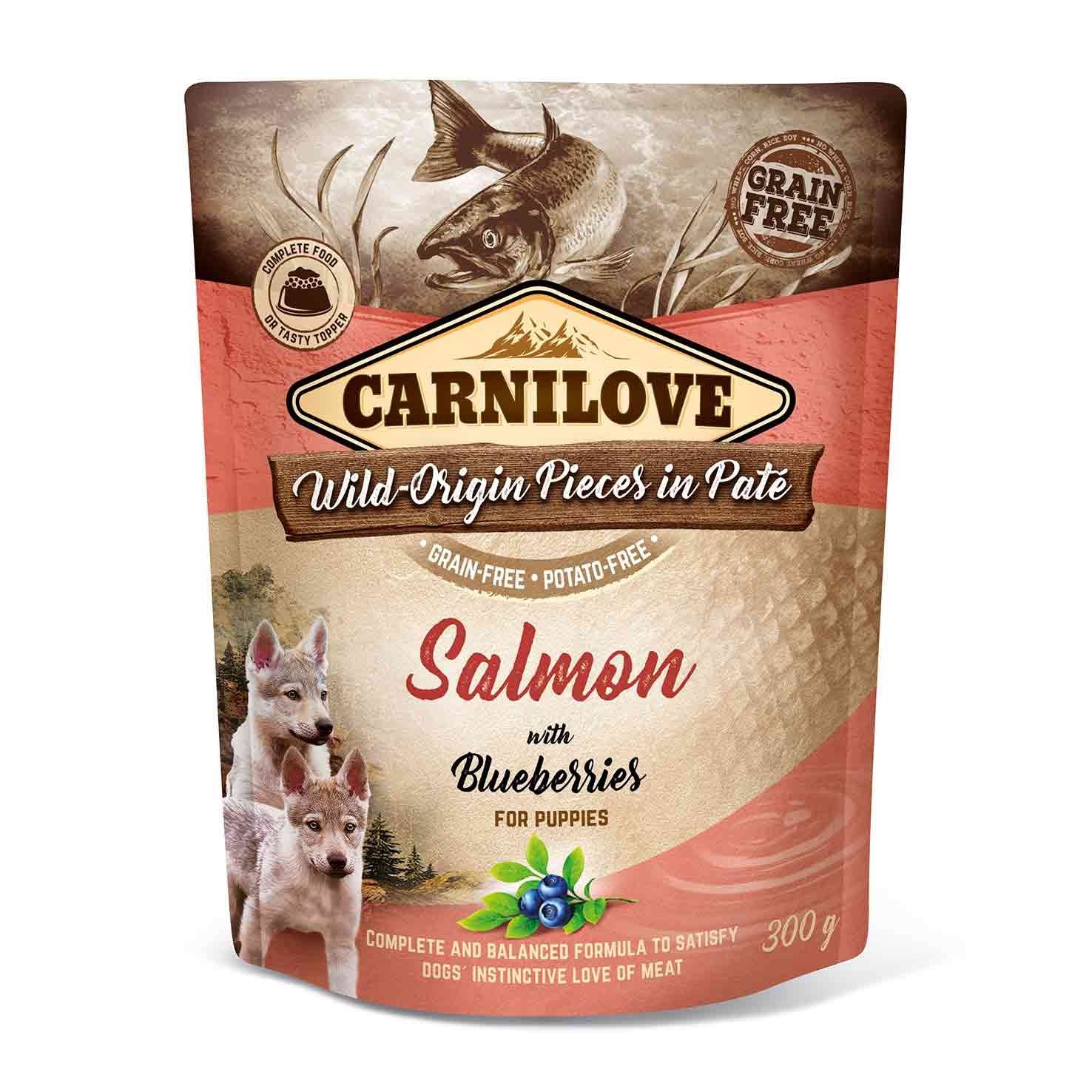 Carnilove Grain Free Puppy Wet Dog Food - Salmon with Blueberries - 12x300g Pouches - Image 3