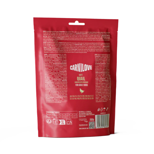 Carnilove Grain Free Semi Moist Soft Dog Treats - Quail with Oregano - 200g - Image 3