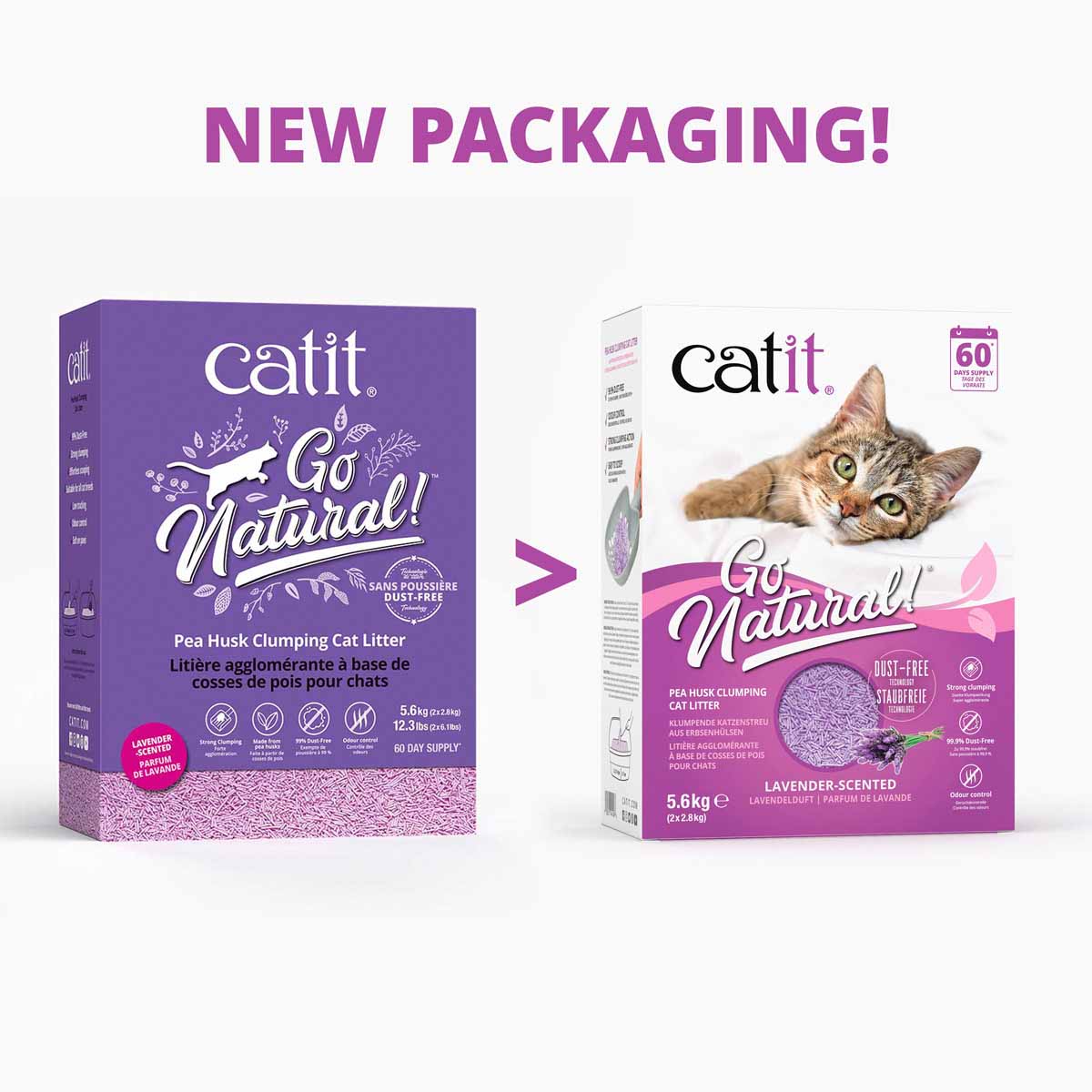 Catit Go Natural! Pea Husk Lavender Clumping Cat Litter - 5.6kg - Image 2
