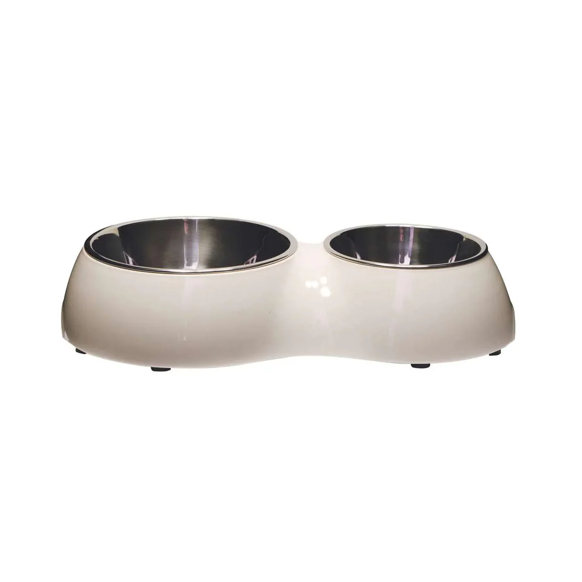 Catit Stainless Steel Double Diner Bowl - White - 2 x 9.5cm - Image 2