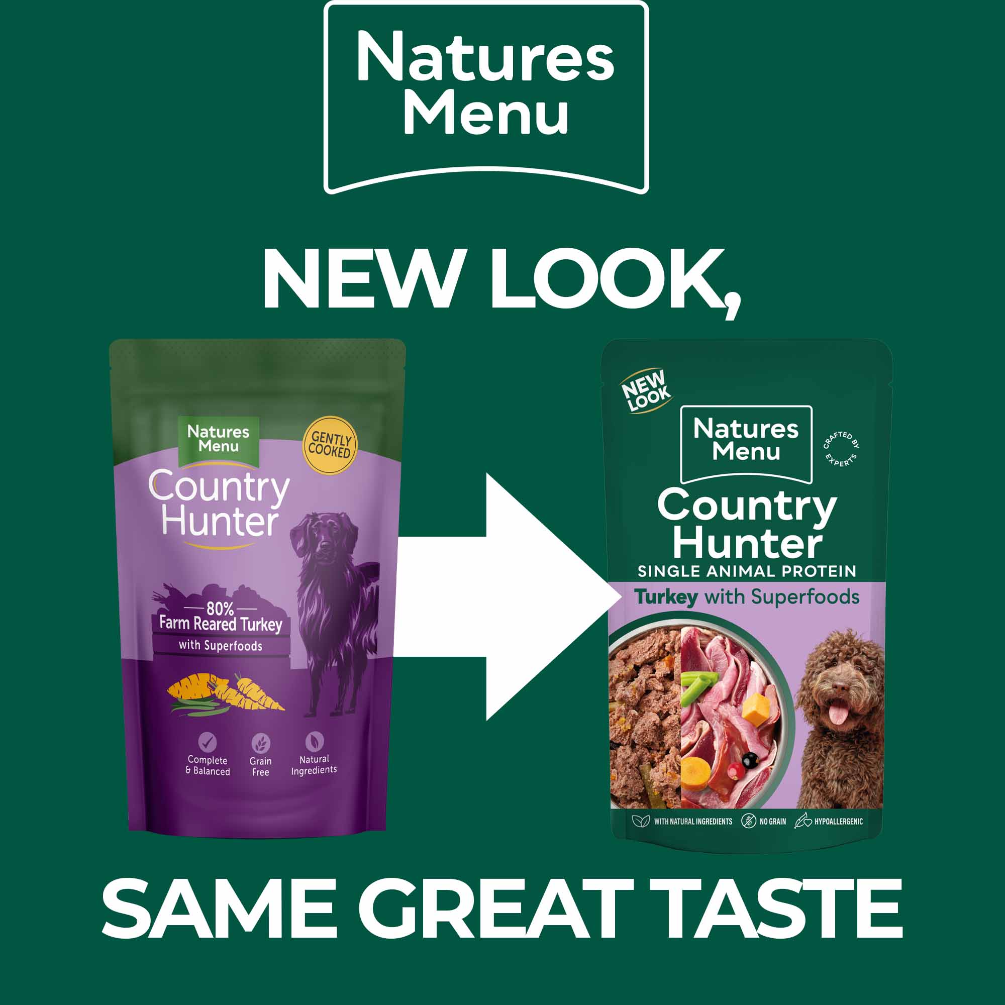 Country Hunter Adult Wet Dog Food - Farm Reared Turkey - 6x150g Pouches - Image 5