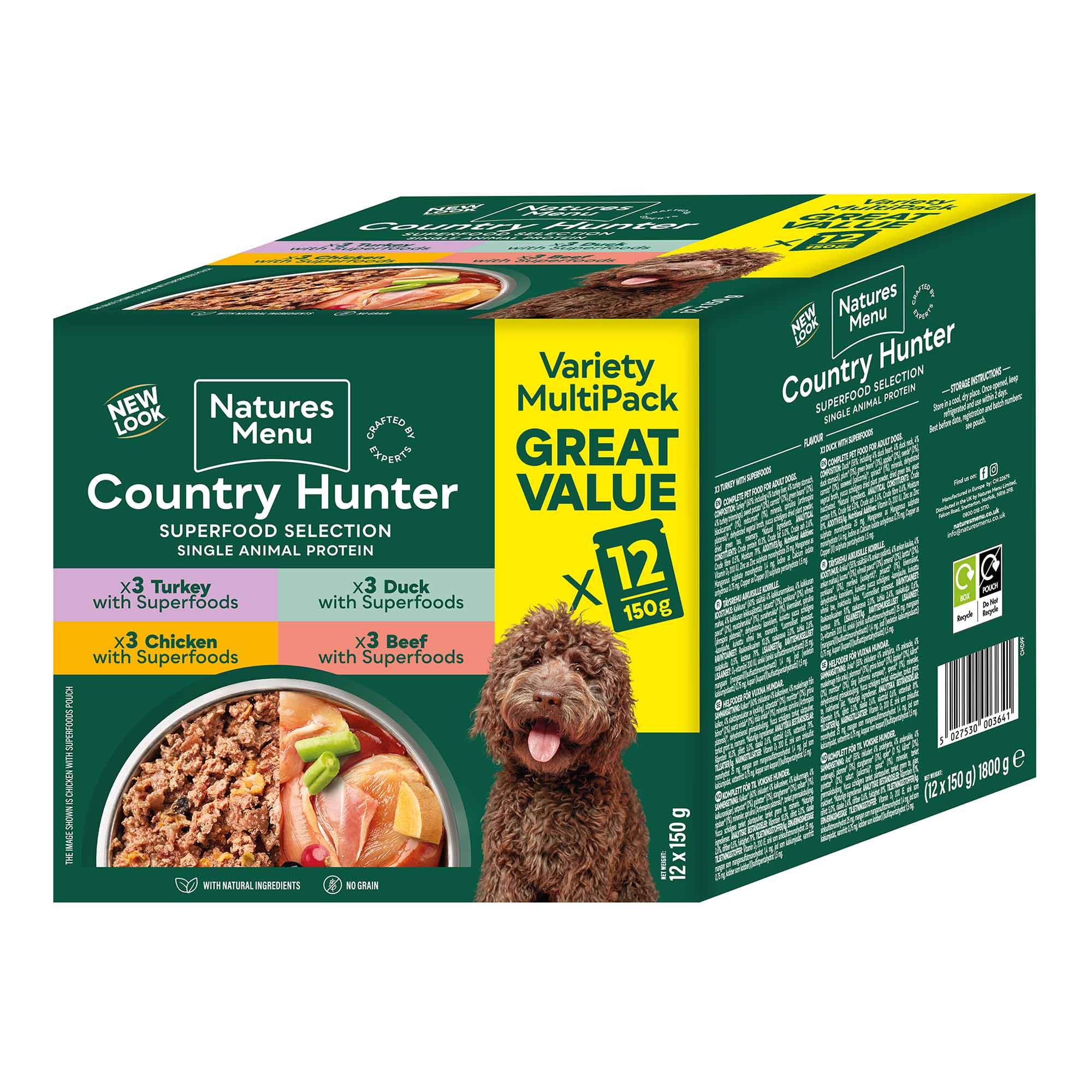 Country Hunter Wet Dog Food - Superfood Selection Multipack - 12x150g Pouches - Image 2