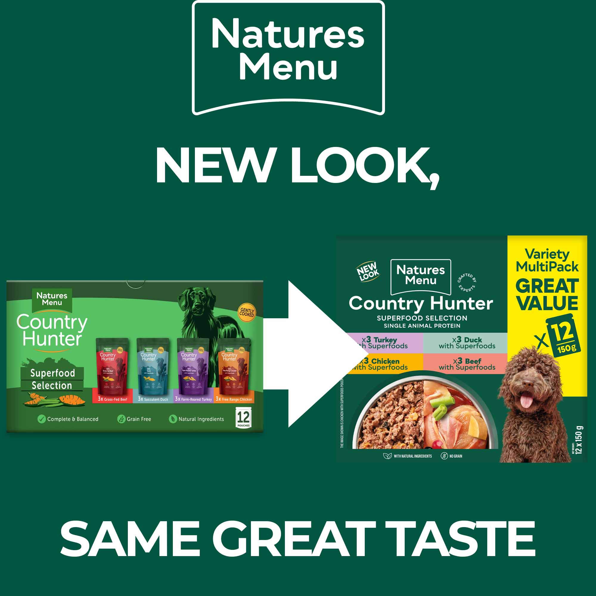 Country Hunter Wet Dog Food - Superfood Selection Multipack - 12x150g Pouches - Image 3