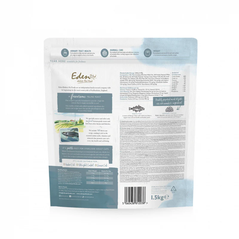 Eden Feline Feast White Fish & Herring Caviar Dry Cat Food - Image 2