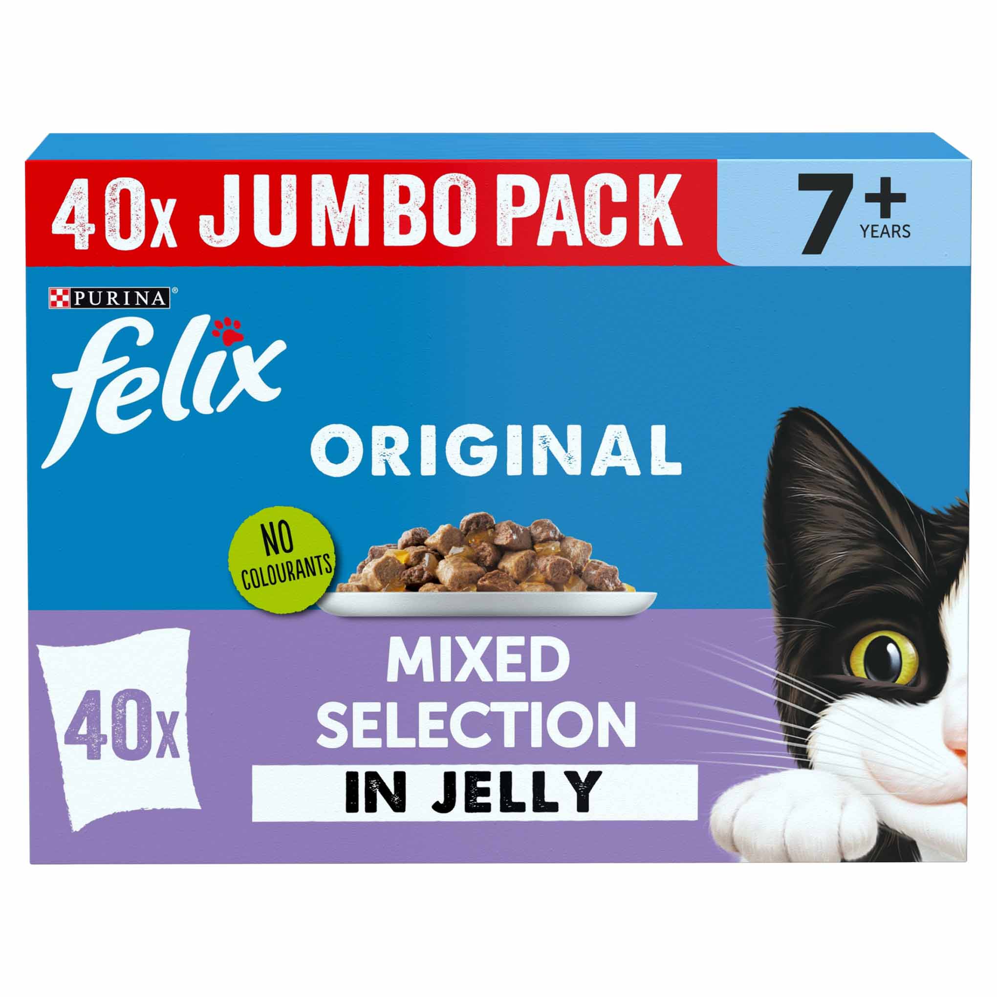 Felix Original Senior 7+ Wet Cat Food in Jelly - Mixed Selection - 40x85g Pouches