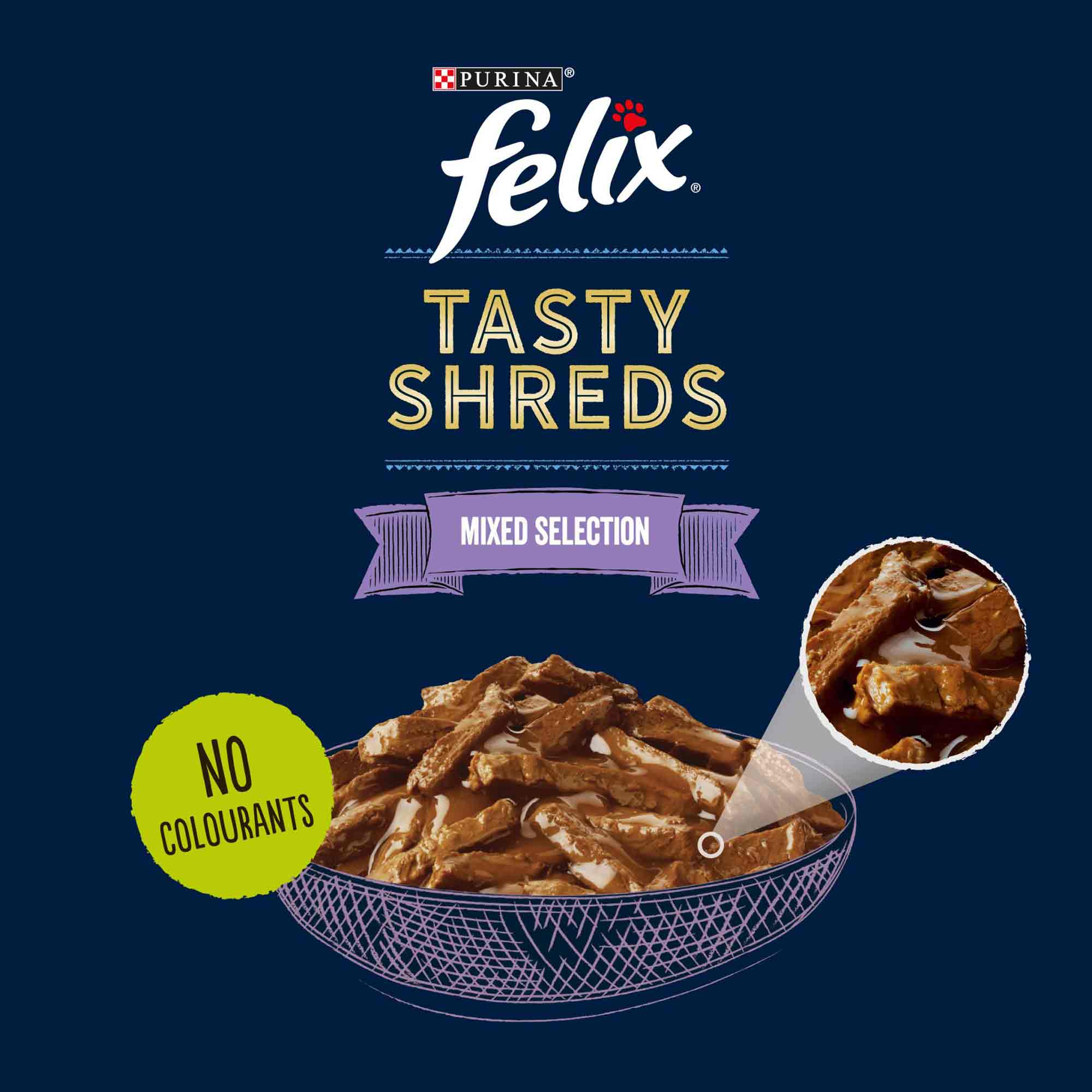 Felix Tasty Shreds Adult Wet Cat Food - Mixed Selection in Gravy - 120x80g Pouches - Image 2