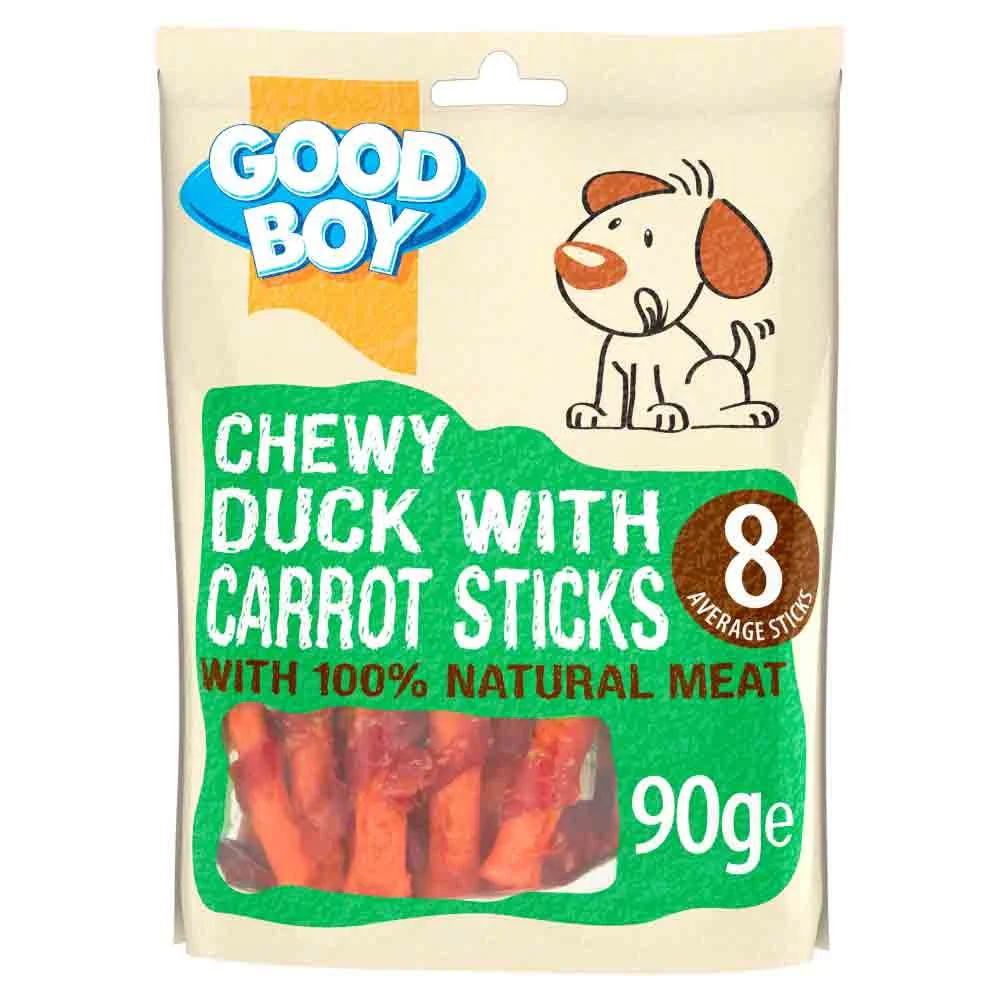 Good Boy Pawsley Chewy Duck Sticks with Carrot Dog Treats - 90g