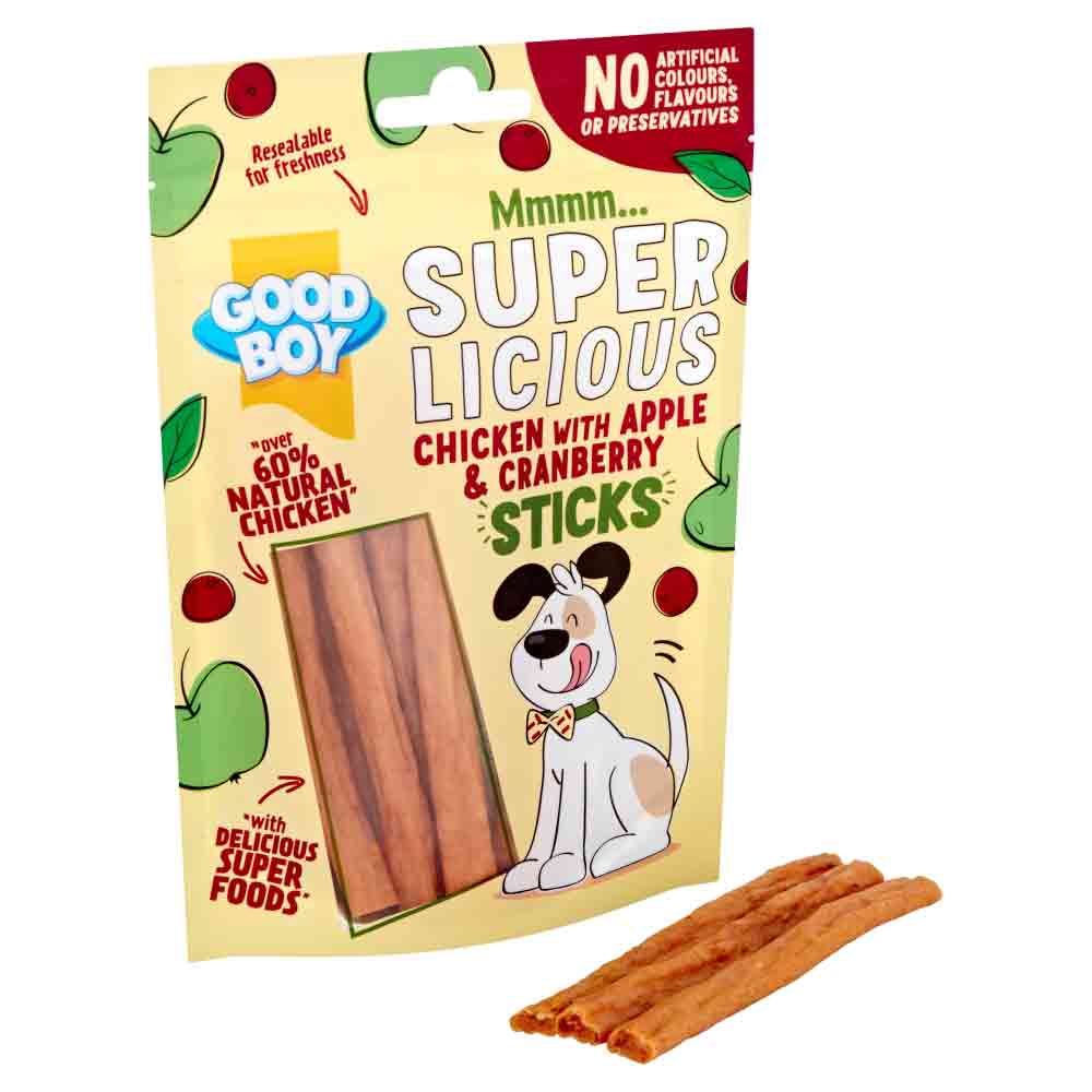 Good Boy Superlicious Stick Dog Treats - Chicken, Apple & Cranberry - 100g - Image 2