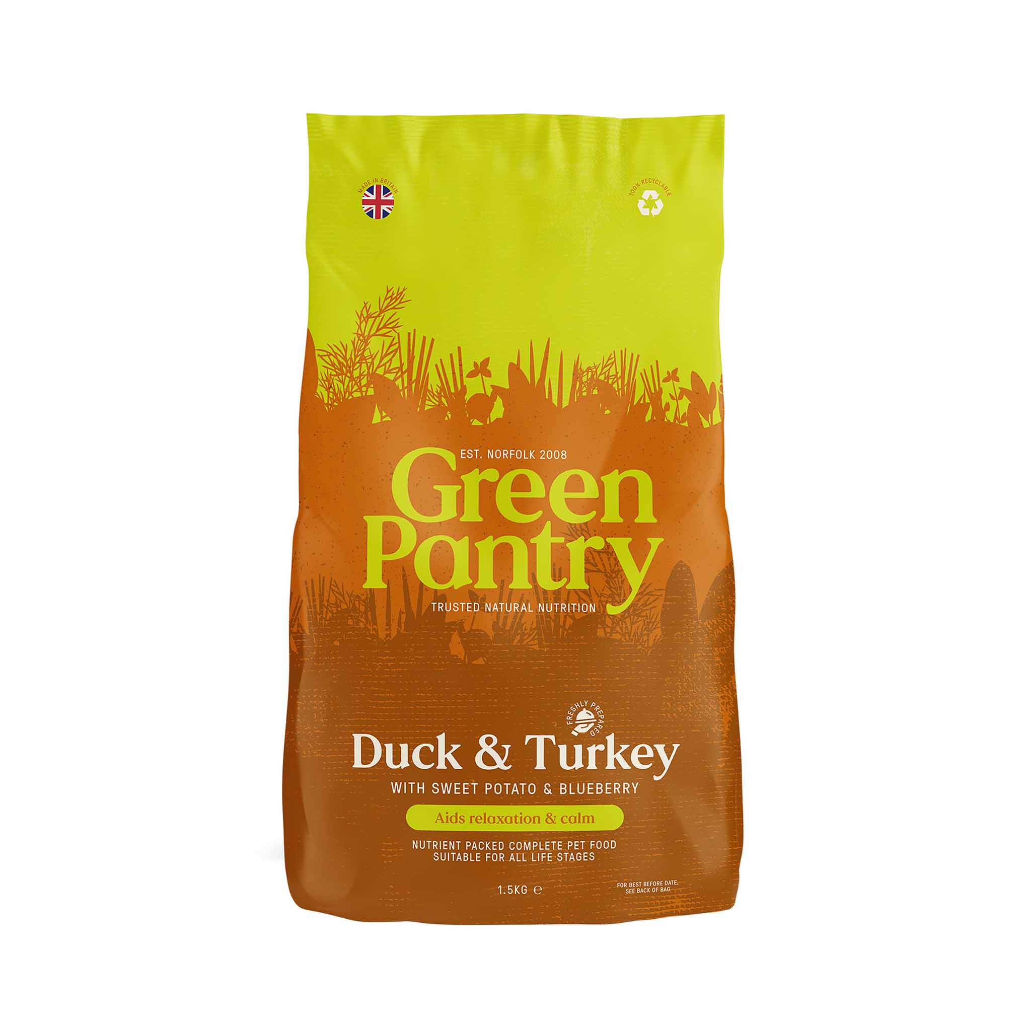 Green Pantry Calm & Relax Dry Dog Food - Duck & Turkey with Sweet Potato & Blueberry - Image 2
