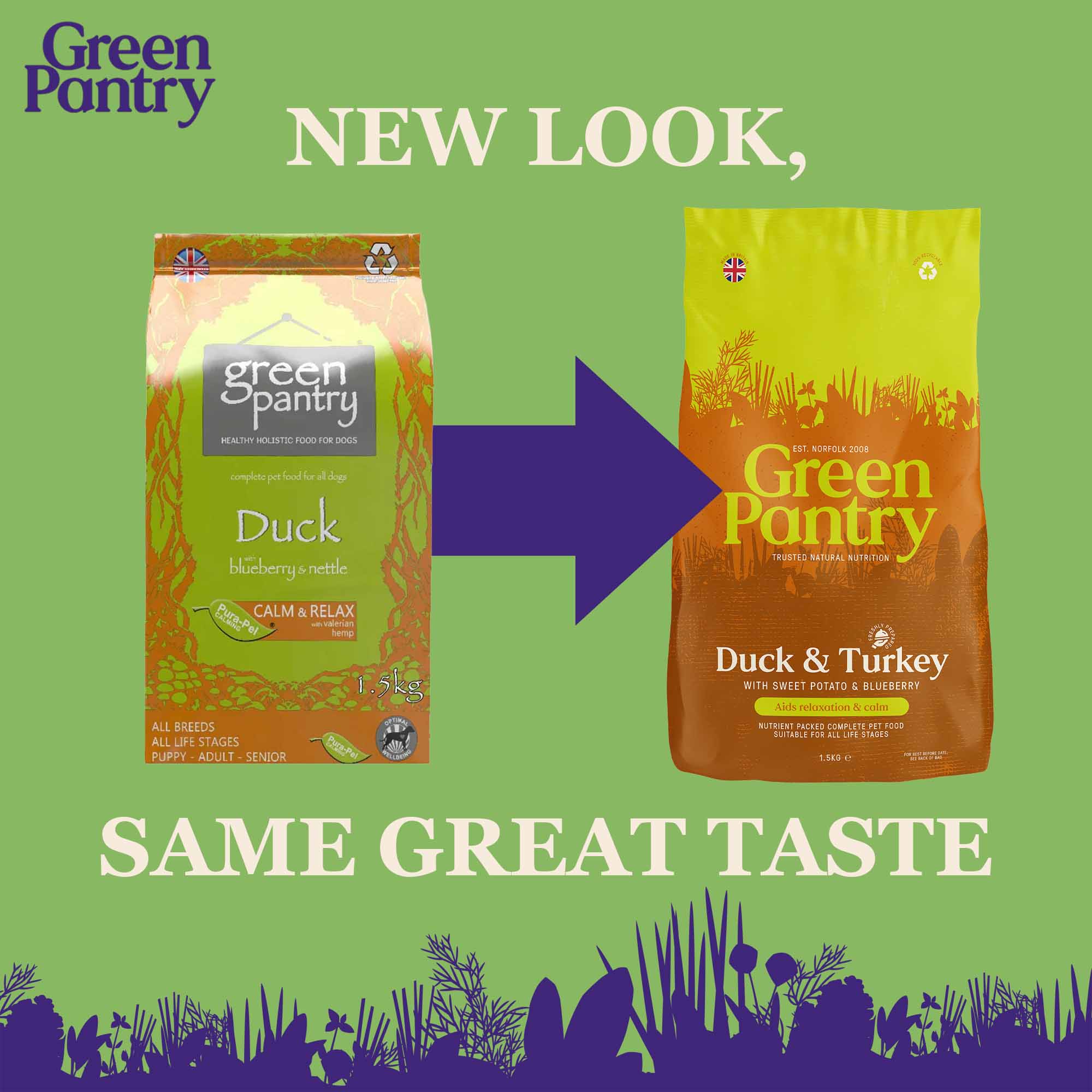 Green Pantry Calm & Relax Dry Dog Food - Duck & Turkey with Sweet Potato & Blueberry - Image 3