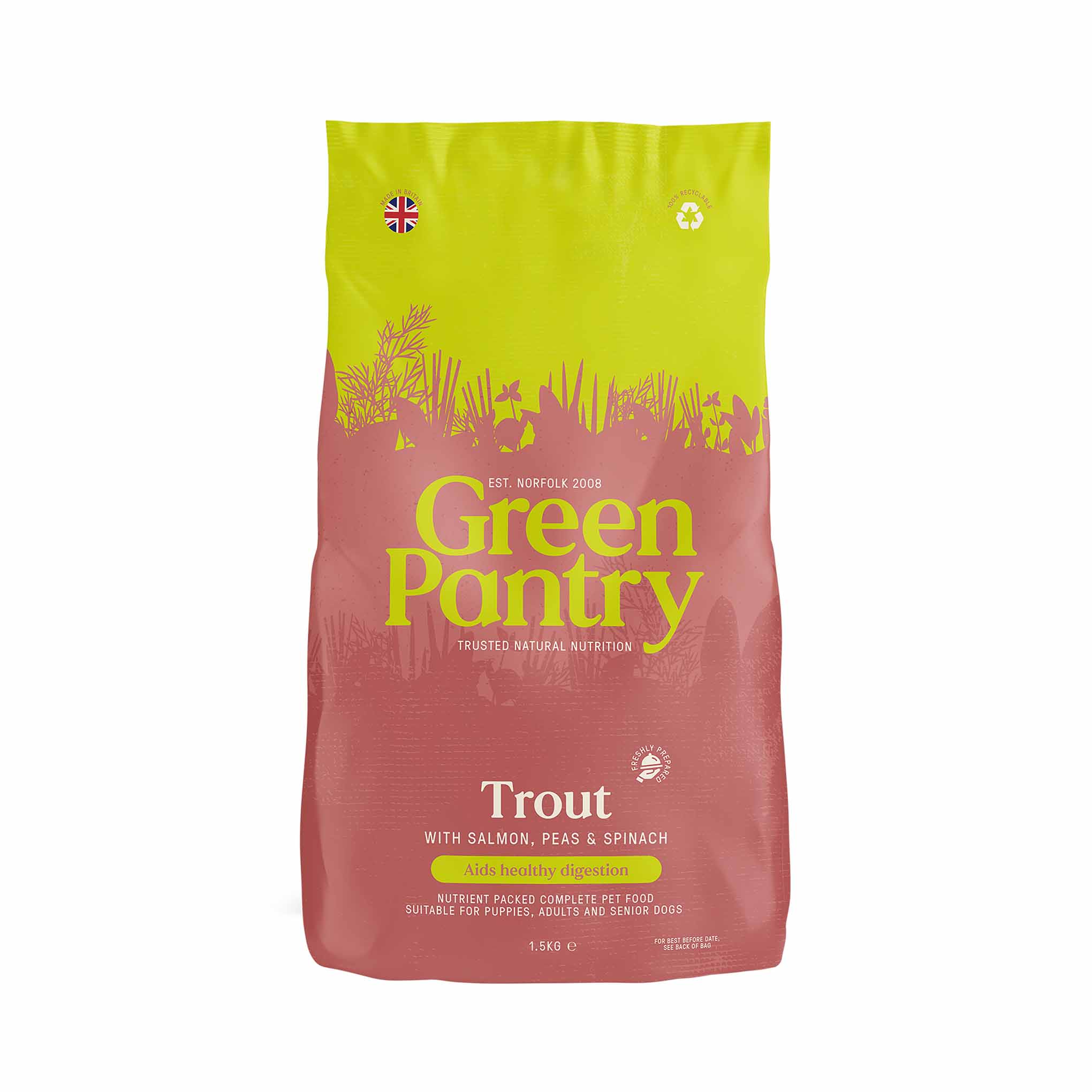 Green Pantry Digestion Dry Dog Food - Trout with Salmon, Peas and Spinach - Image 3