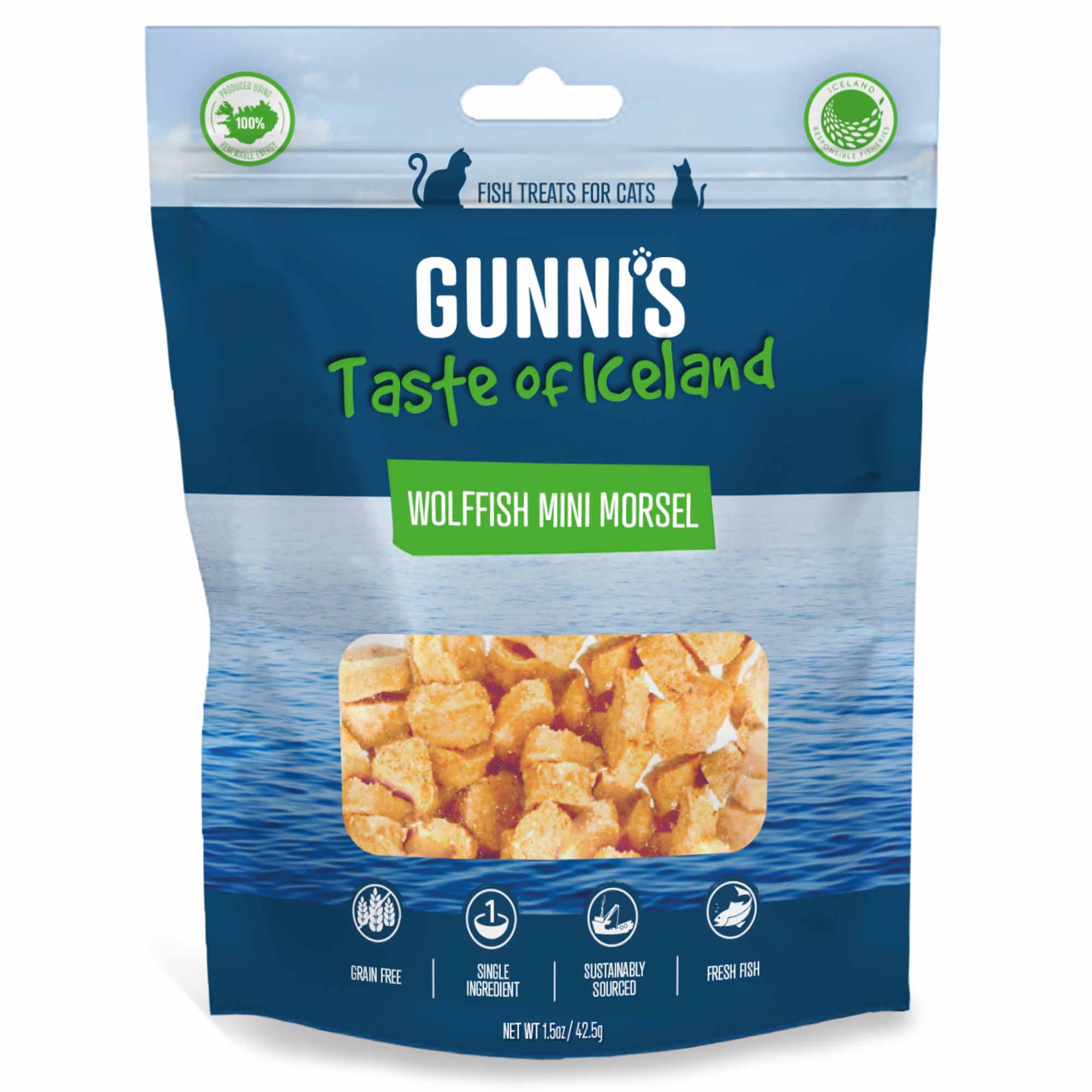 Gunnis Wolffish Mini Morsel Fish Treats for Cats - 42.5g