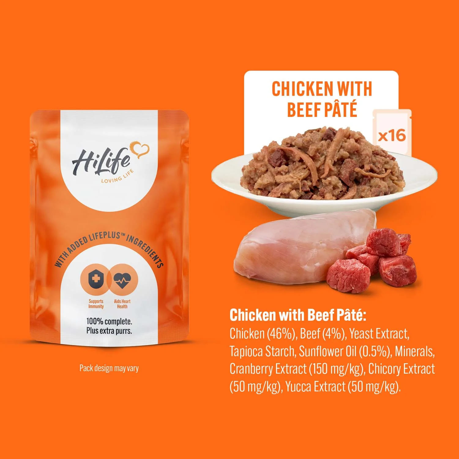 HiLife Adult Wet Cat Food - Chicken Pate Recipes - 32x70g Pouches - Image 3