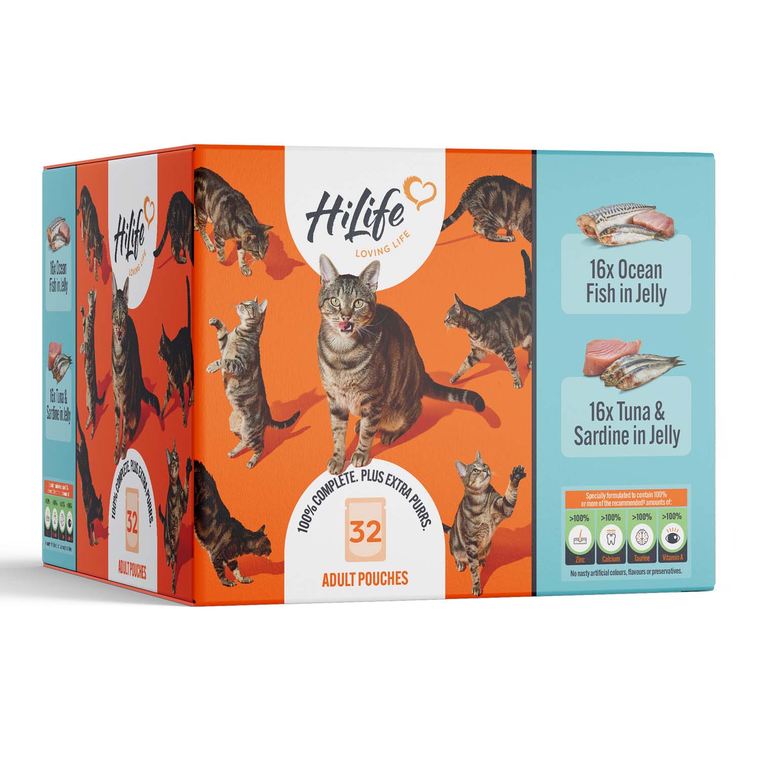 HiLife Adult Wet Cat Food in Jelly - Ocean Fish Recipes - 32x70g Pouches