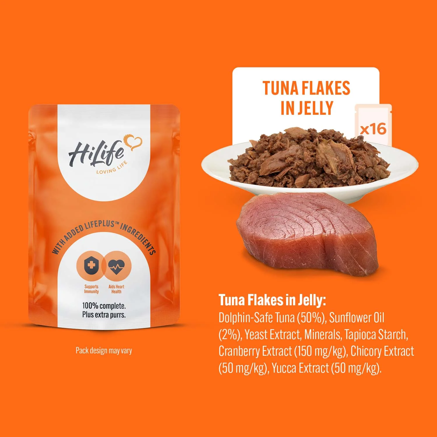 HiLife Adult Wet Cat Food in Jelly - Tuna Recipes - 32x70g Pouches - Image 2