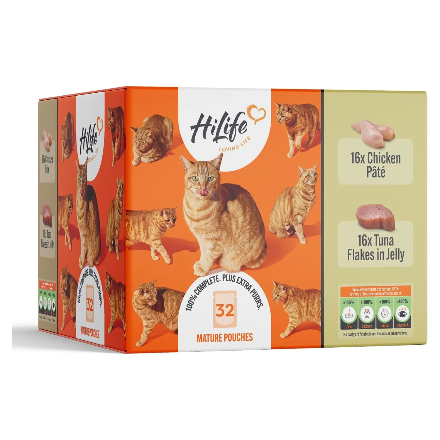 HiLife Mature Wet Cat Food - Chicken Pate & Tuna in Jelly - 32x70g Pouches