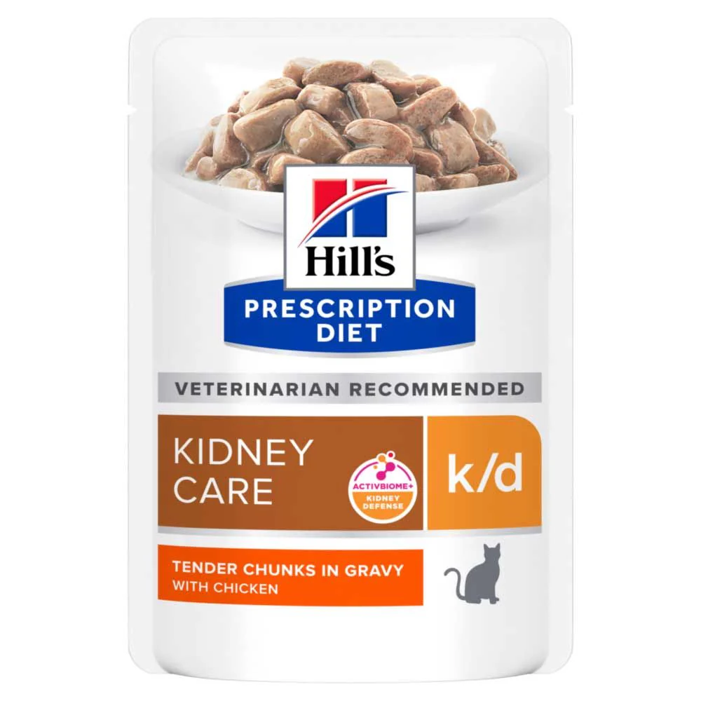 Hills Prescription Diet k/d Kidney Care Wet Cat Food in Gravy - Chicken - 12x85g Pouches