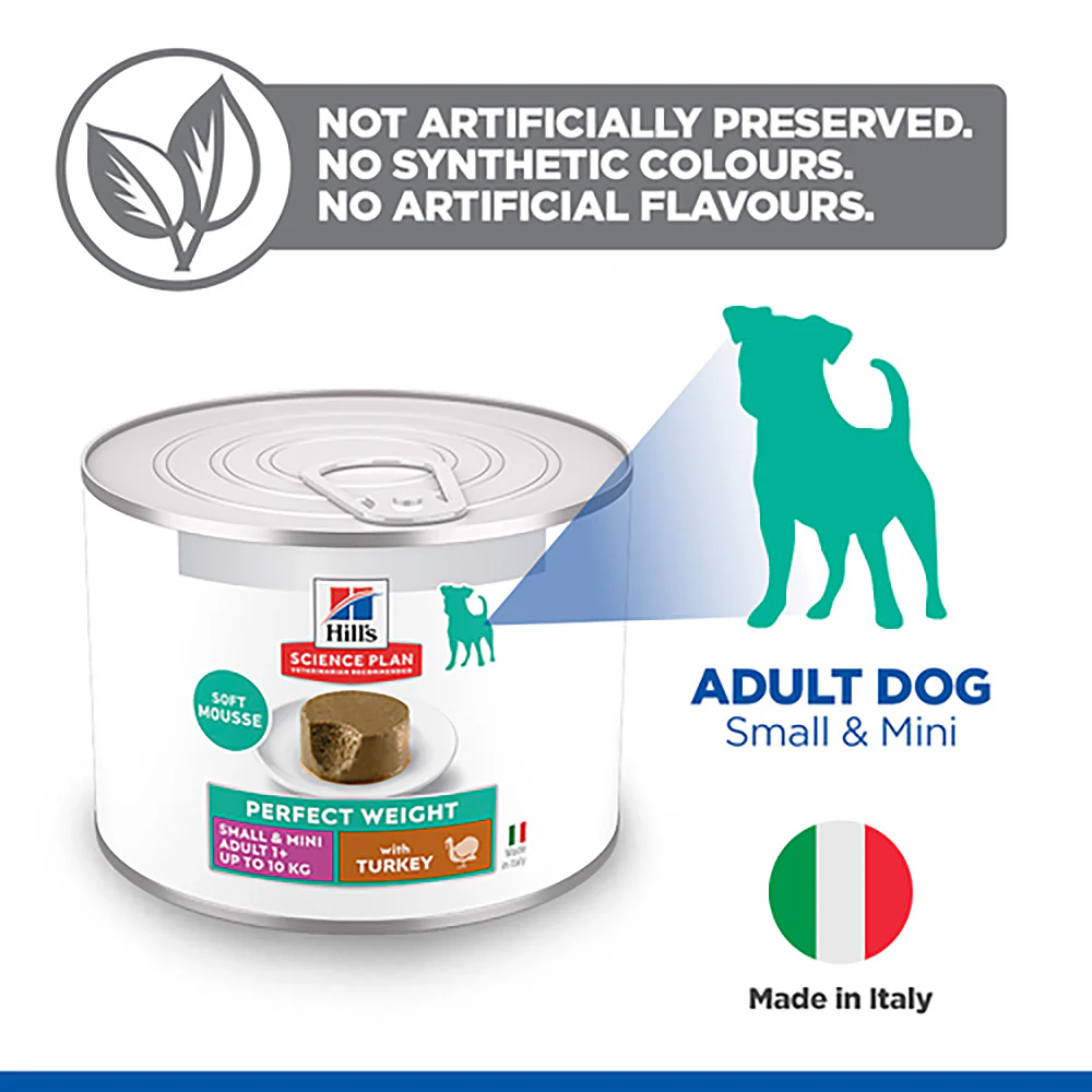 Hills Science Plan Adult Small & Mini Perfect Weight Wet Dog Food - Turkey - 12x200g Cans - Image 4