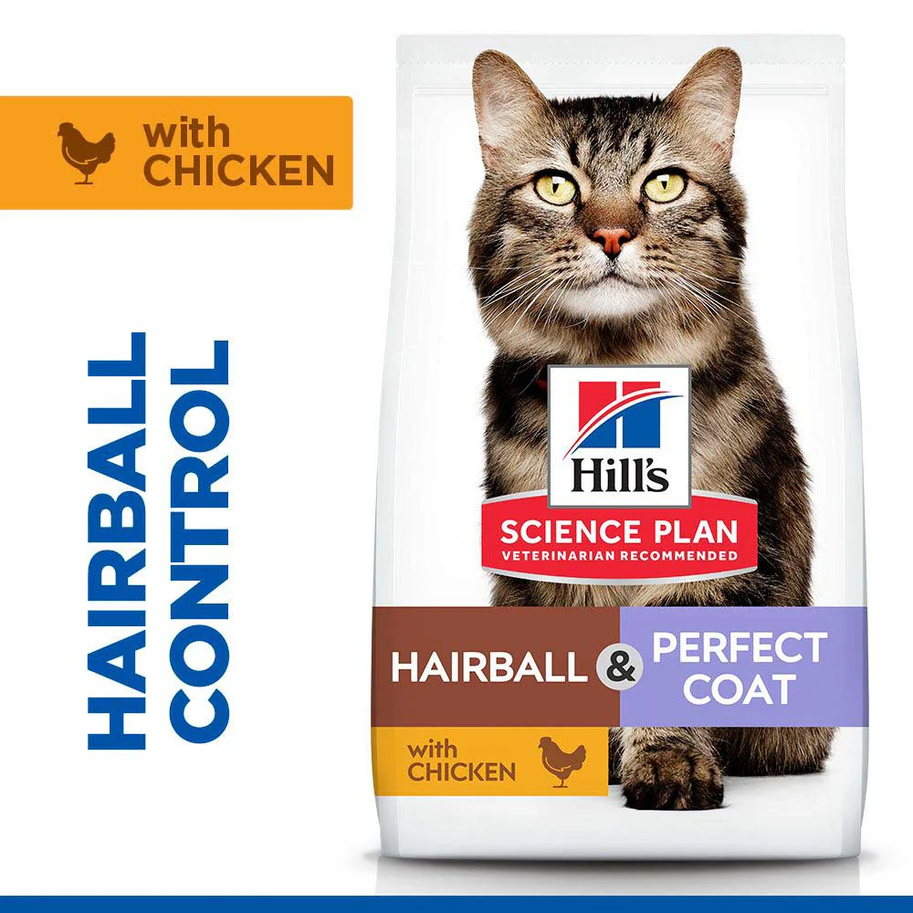 Hills Science Plan Hairball & Perfect Coat Adult Dry Cat Food - Chicken - Image 2