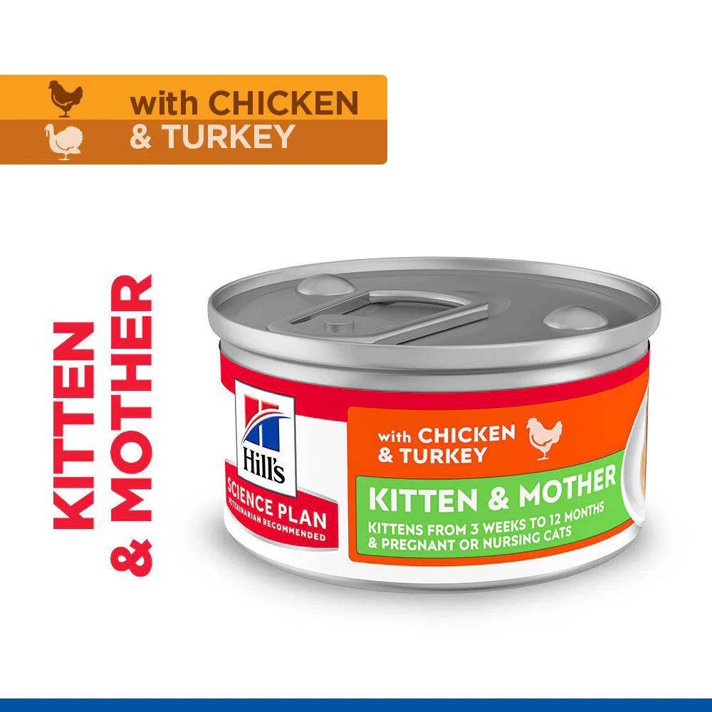 Hills Science Plan Kitten & Mother Tender Mousse Cat Food - Chicken & Turkey - 24x85g Cans - Image 4