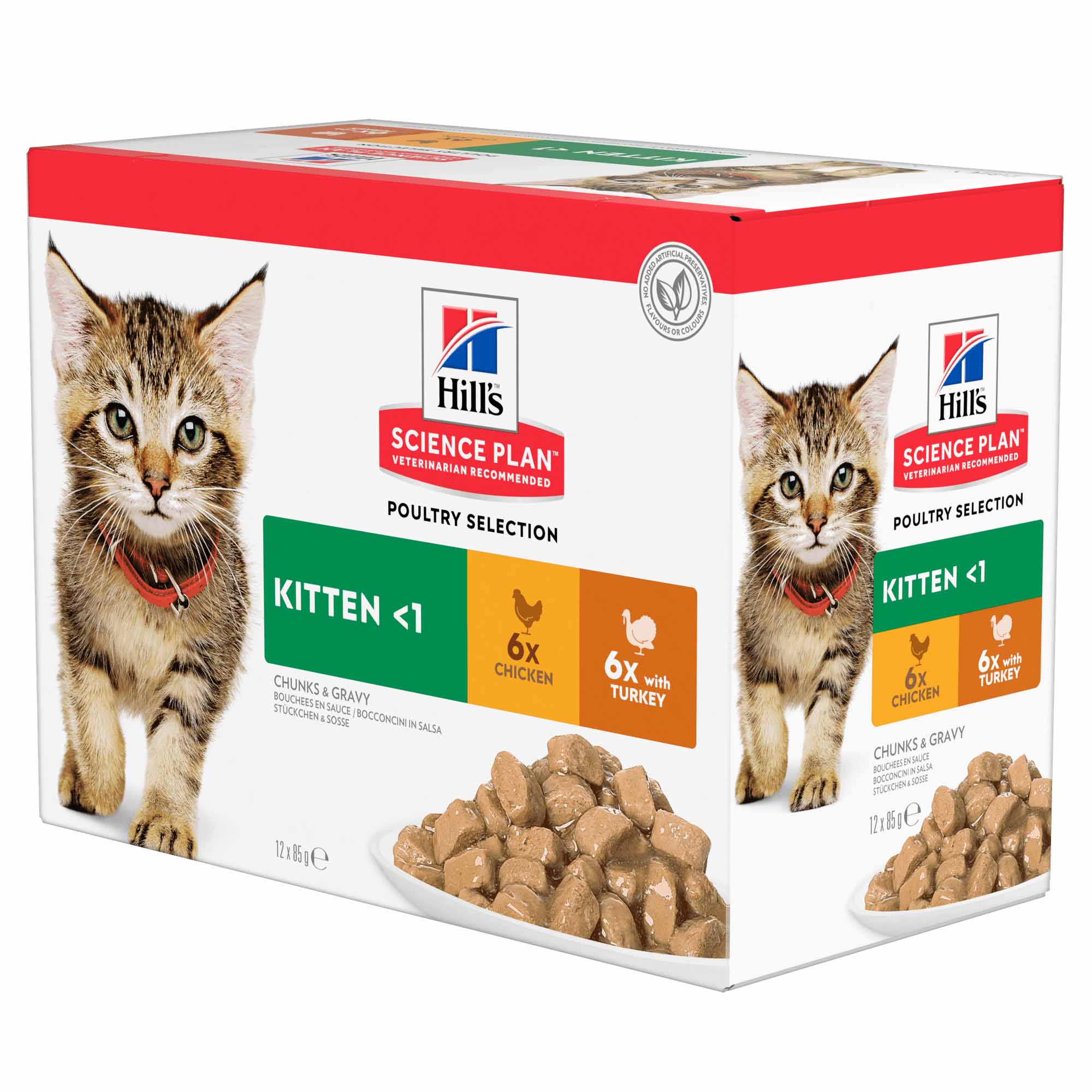 Hills Science Plan Kitten Wet Cat Food in Gravy - Chicken & Turkey β 12x85g Pouches