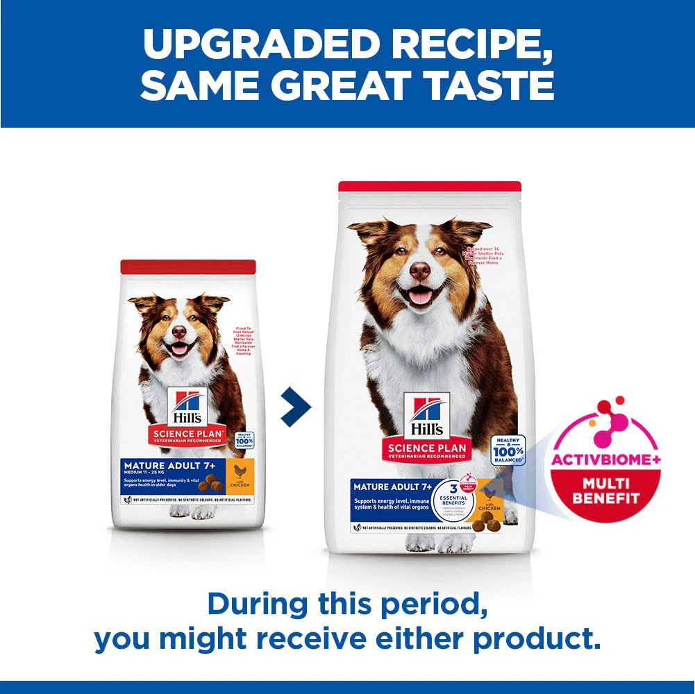 Hills Science Plan Medium Breed Mature 7 Years+ Dry Dog Food - Chicken - Image 9