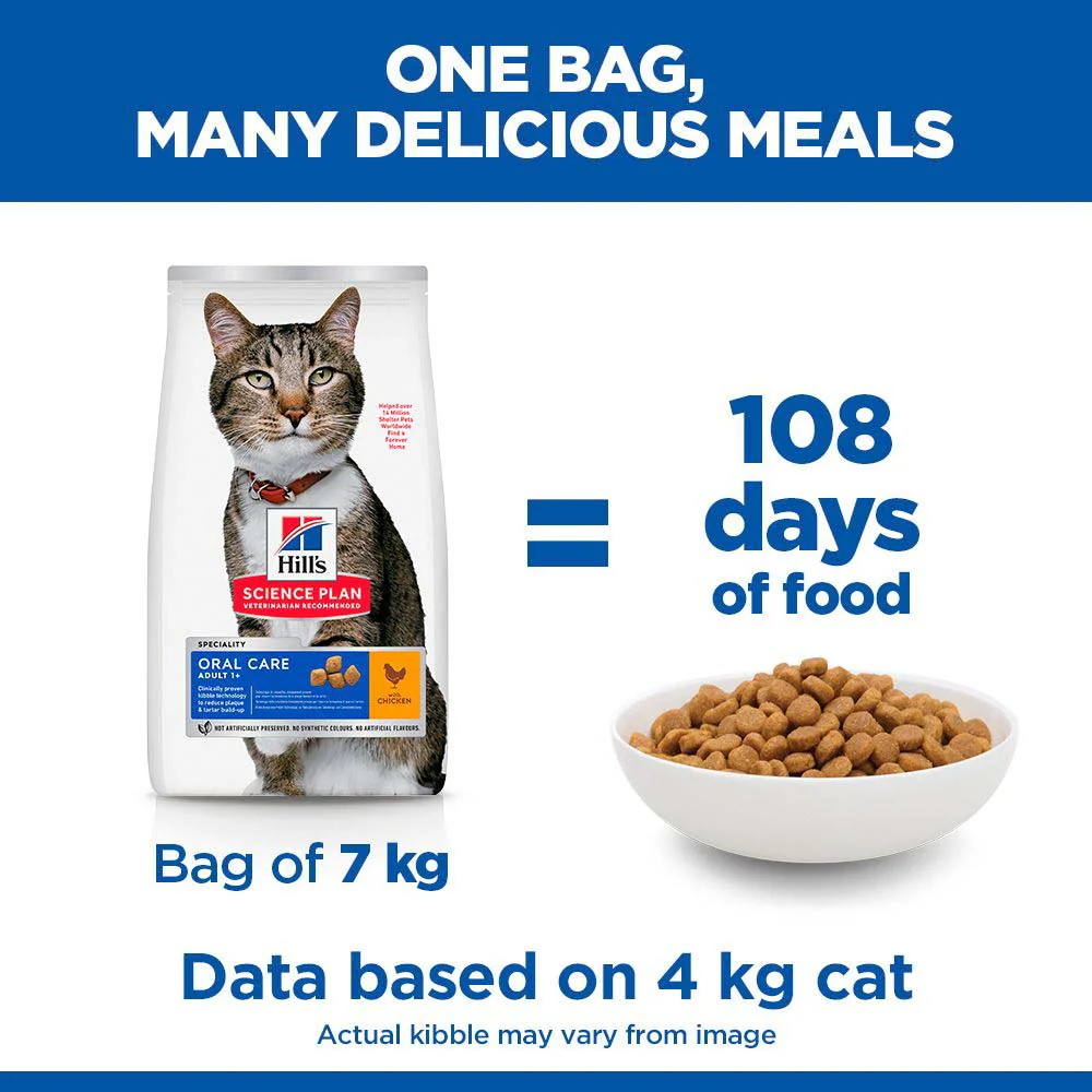 Hills Science Plan Oral Care Adult Dry Cat Food - Chicken - Image 5