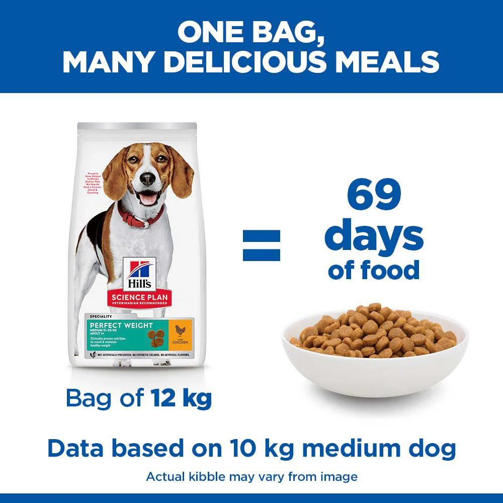 Hills Science Plan Perfect Weight Medium Breed Adult Dry Dog Food - Chicken - Image 6