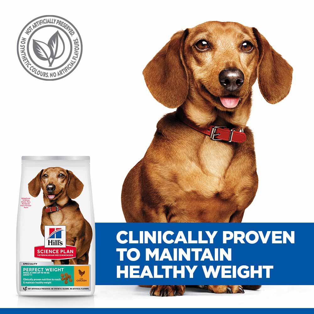Hills Science Plan Perfect Weight Small & Mini Adult Dry Dog Food - Chicken - Image 4