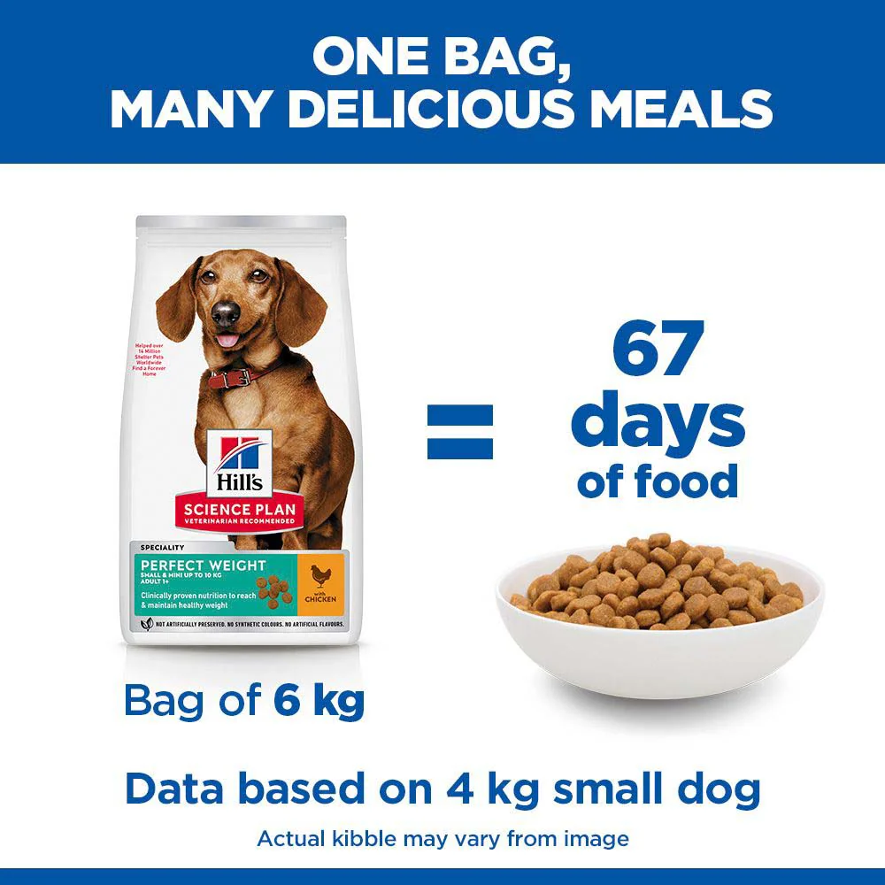 Hills Science Plan Perfect Weight Small & Mini Adult Dry Dog Food - Chicken - Image 6