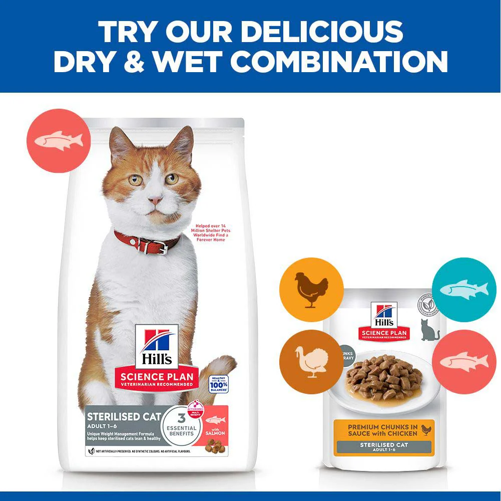 Hills Science Plan Sterilised Adult Dry Cat Food - Salmon - Image 6