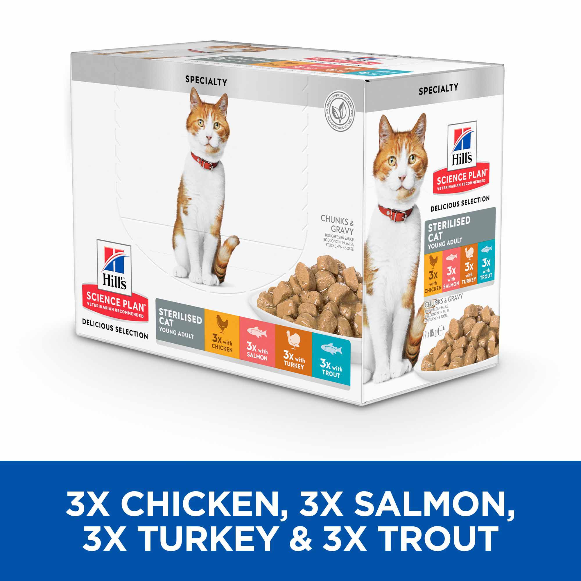 Hills Science Plan Sterilised Adult Wet Cat Food in Gravy - Multipack - 12x85g Pouches - Image 2