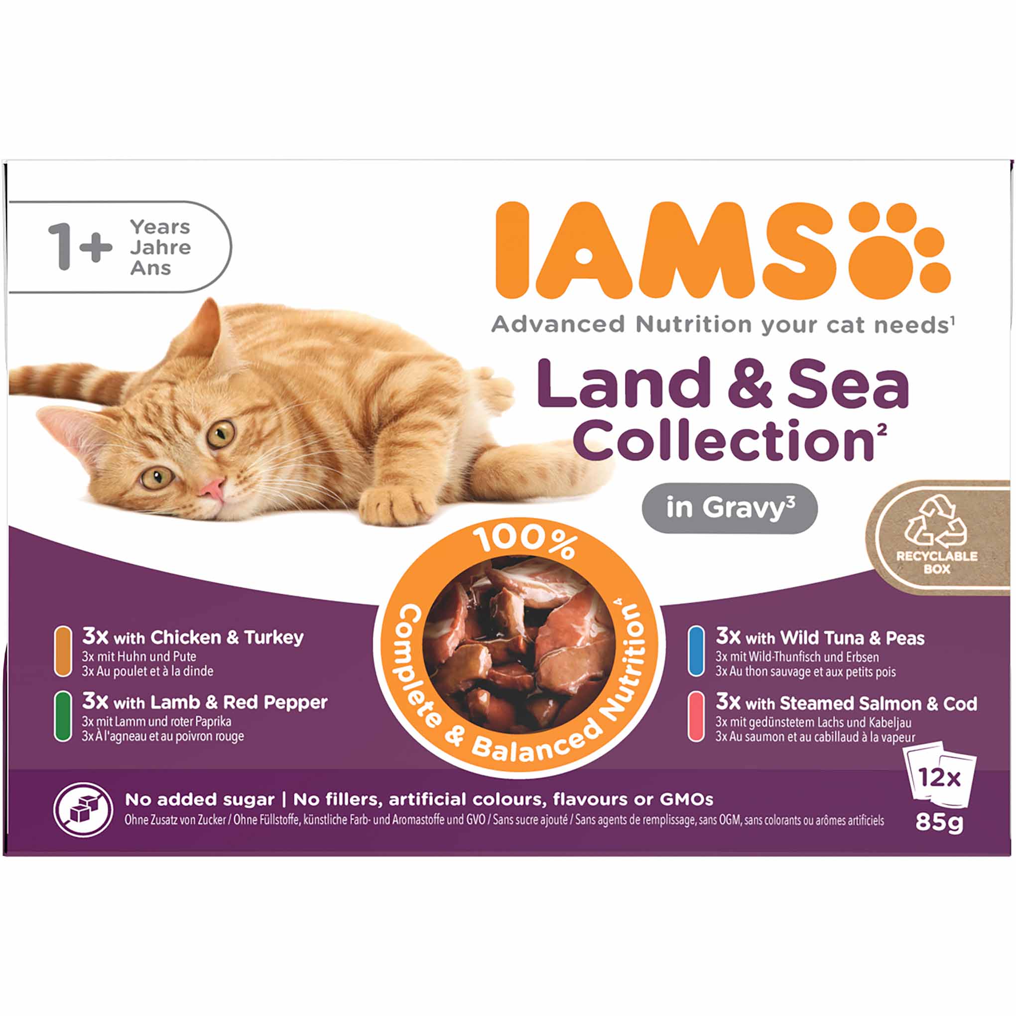 Iams Adult Wet Cat Food in Gravy - Land & Sea Collection - 12x85g Pouches - Image 2