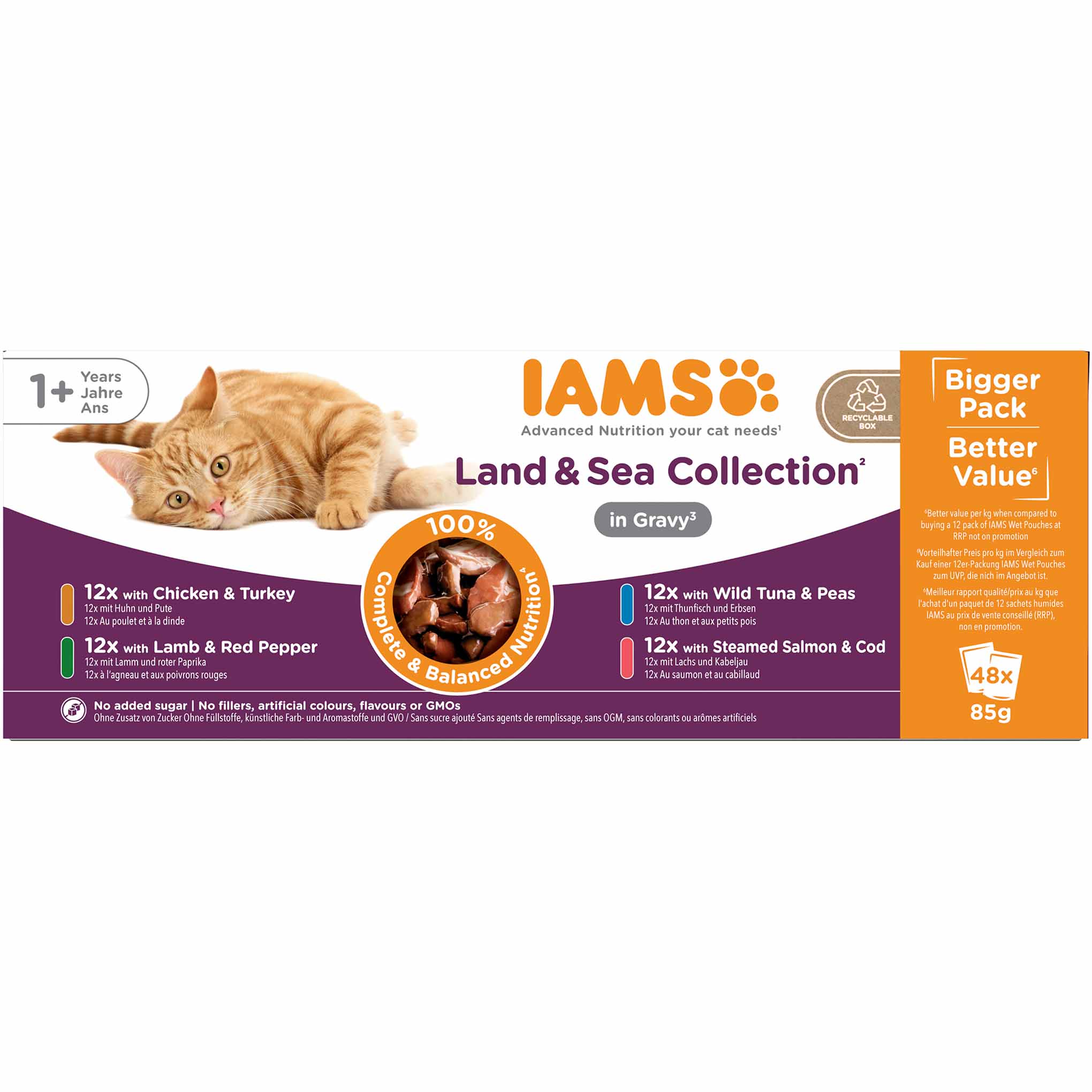 Iams Adult Wet Cat Food in Gravy - Land & Sea Collection - 48x85g Pouches - Image 2